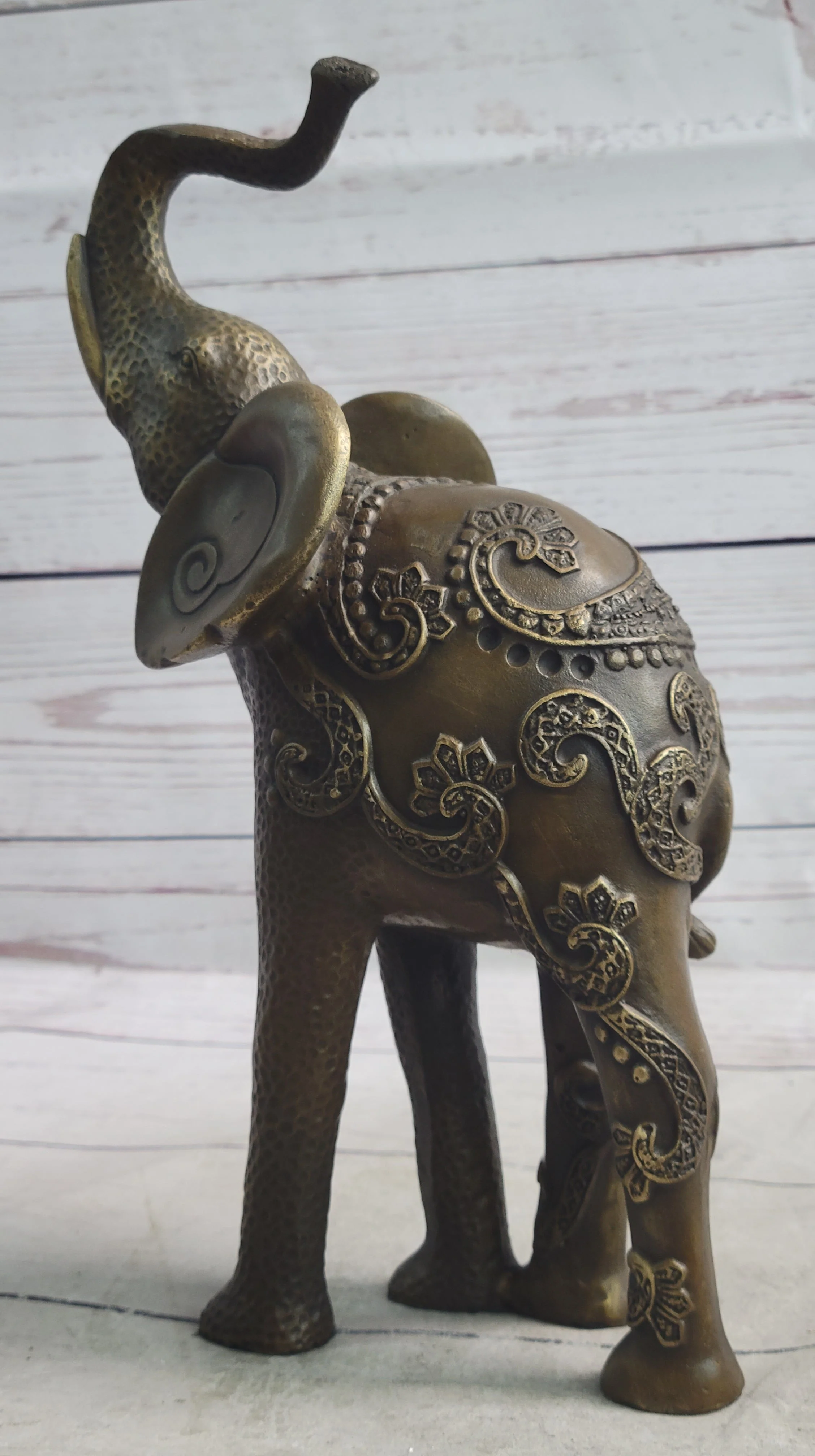 Decorative Indian Elephant Bronze Figure Statue Sculpture Hindu Design Handmade Art - Image 4