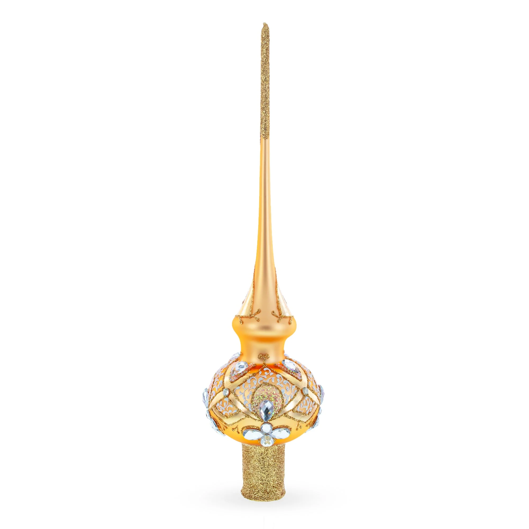 Diamonds on Rose Gold Glass Christmas Tree Topper 11 Inches - Image 3