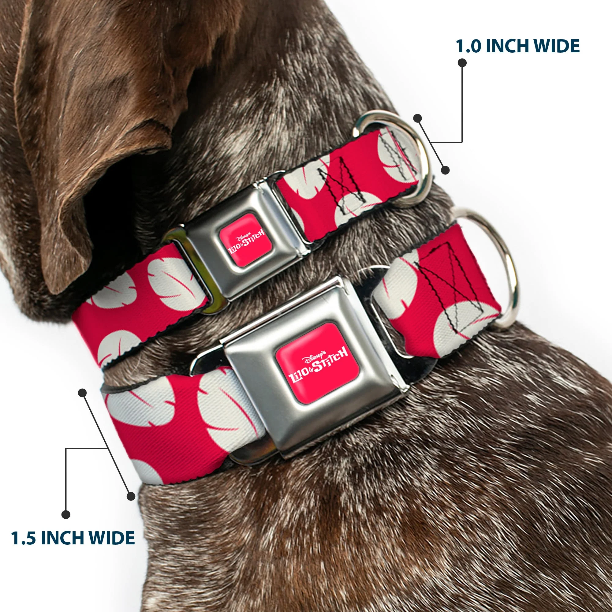 Disneys LILO & STITCH Title Logo Full Color Red/White Seatbelt Buckle Collar - Lilo & Stitch Bounding Lilo Dress Leaves Red/Ivory - Image 2