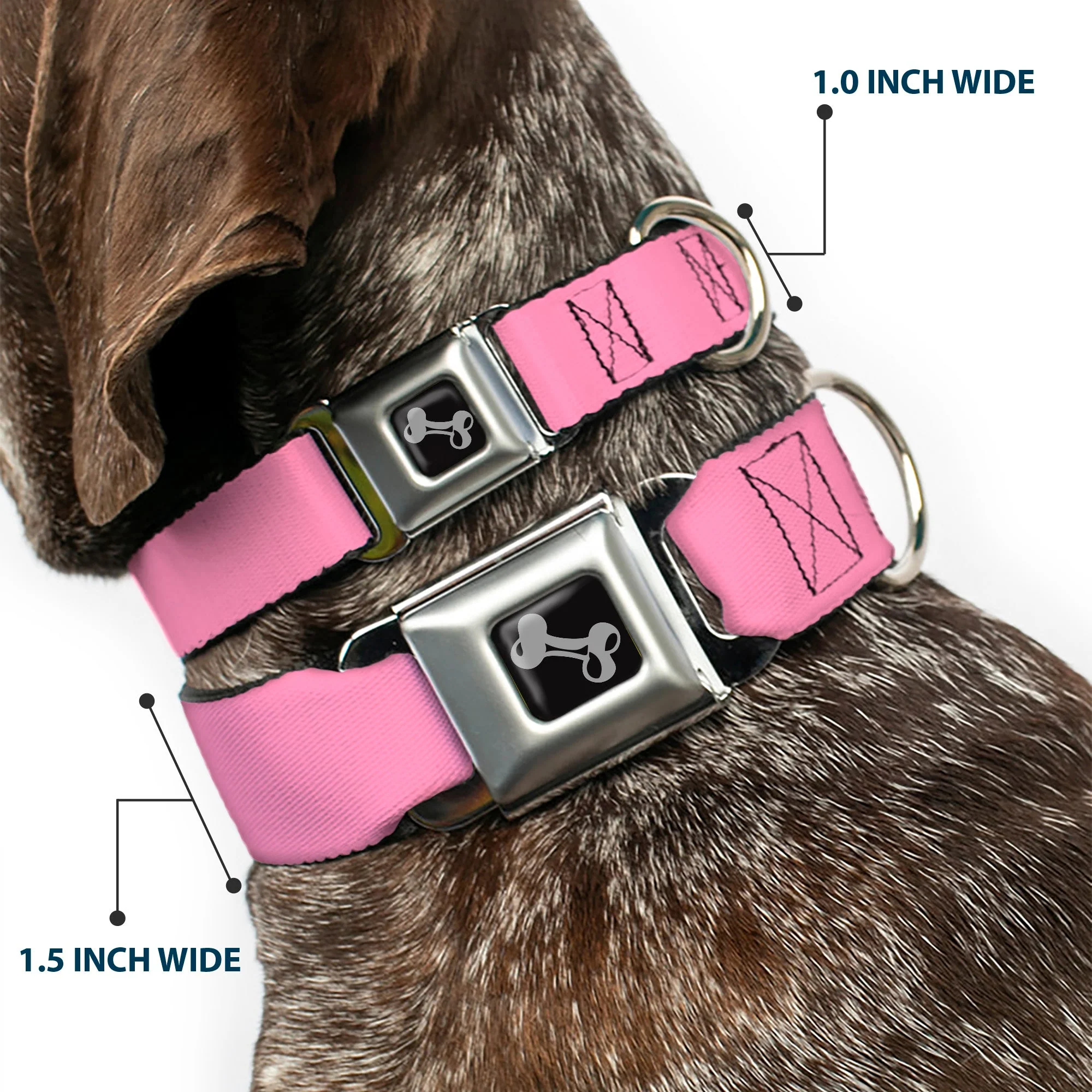 Dog Bone Seatbelt Buckle Collar - Baby Pink - Image 2