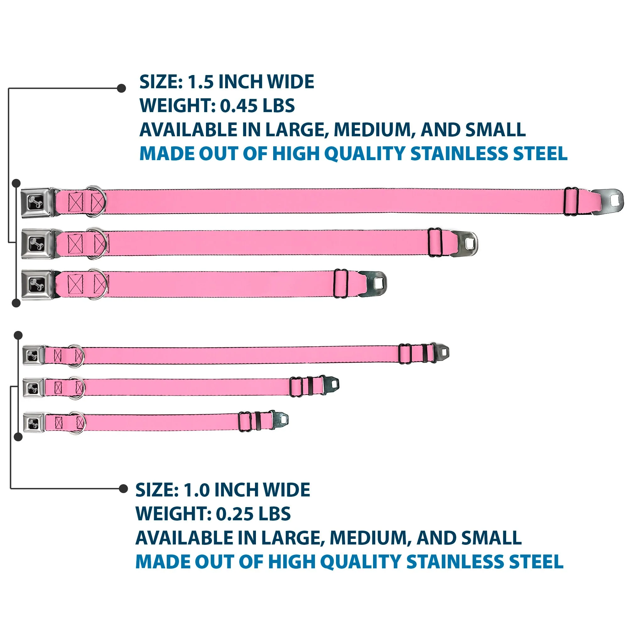 Dog Bone Seatbelt Buckle Collar - Baby Pink - Image 3