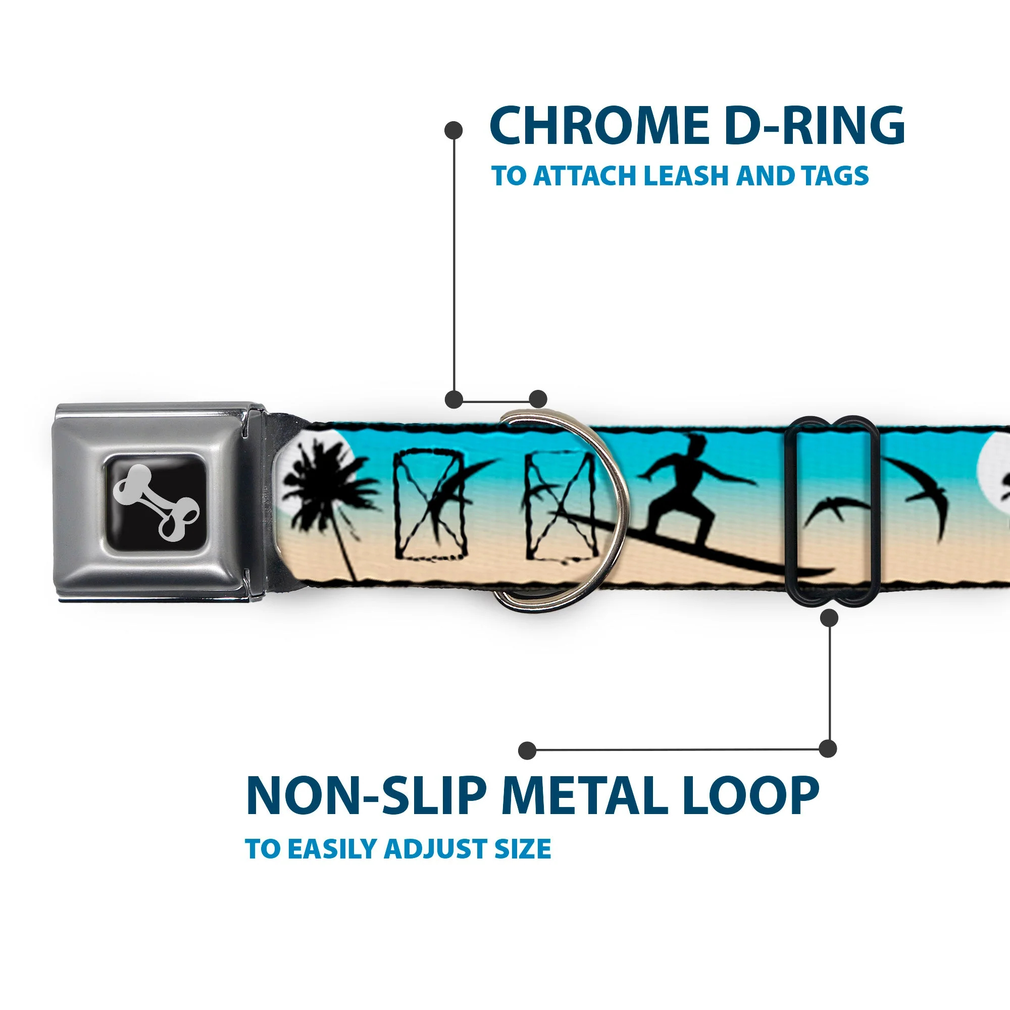 Dog Bone Seatbelt Buckle Collar - Beach Surfer - Image 5