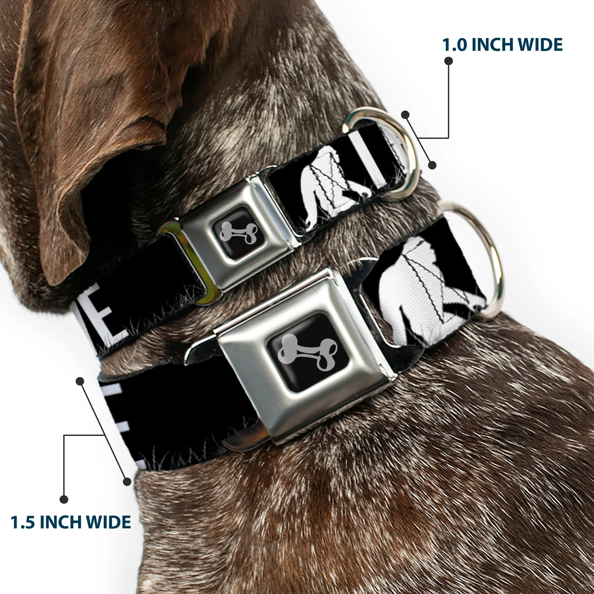 Dog Bone Seatbelt Buckle Collar - Bigfoot Silhouette I BELIEVE Black/Gray/White - Image 2