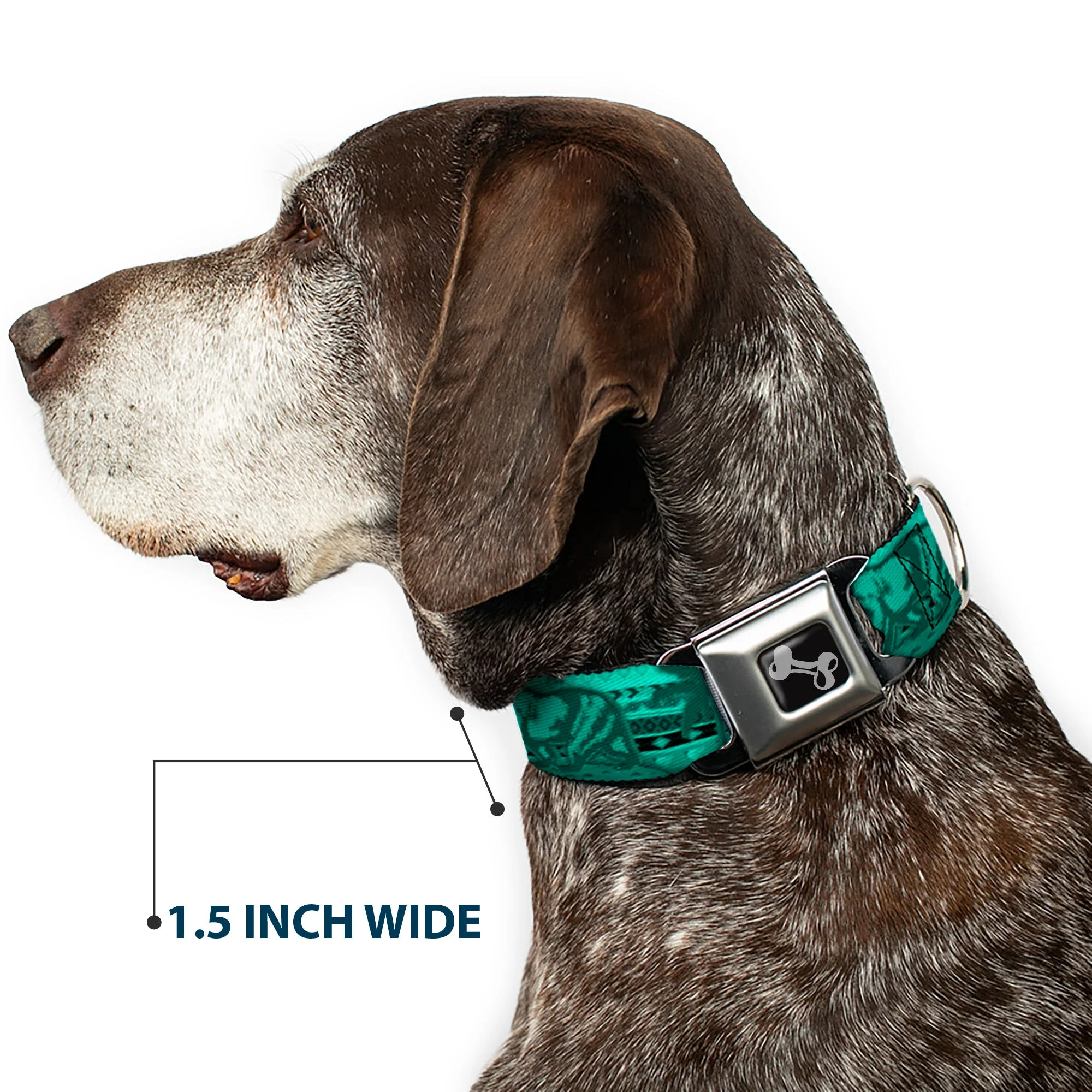 Dog Bone Seatbelt Buckle Collar - Cali Bear/Palm Trees/Geometric Green - Image 7