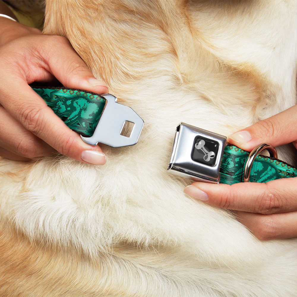 Dog Bone Seatbelt Buckle Collar - Cali Bear/Palm Trees/Geometric Green - Image 8