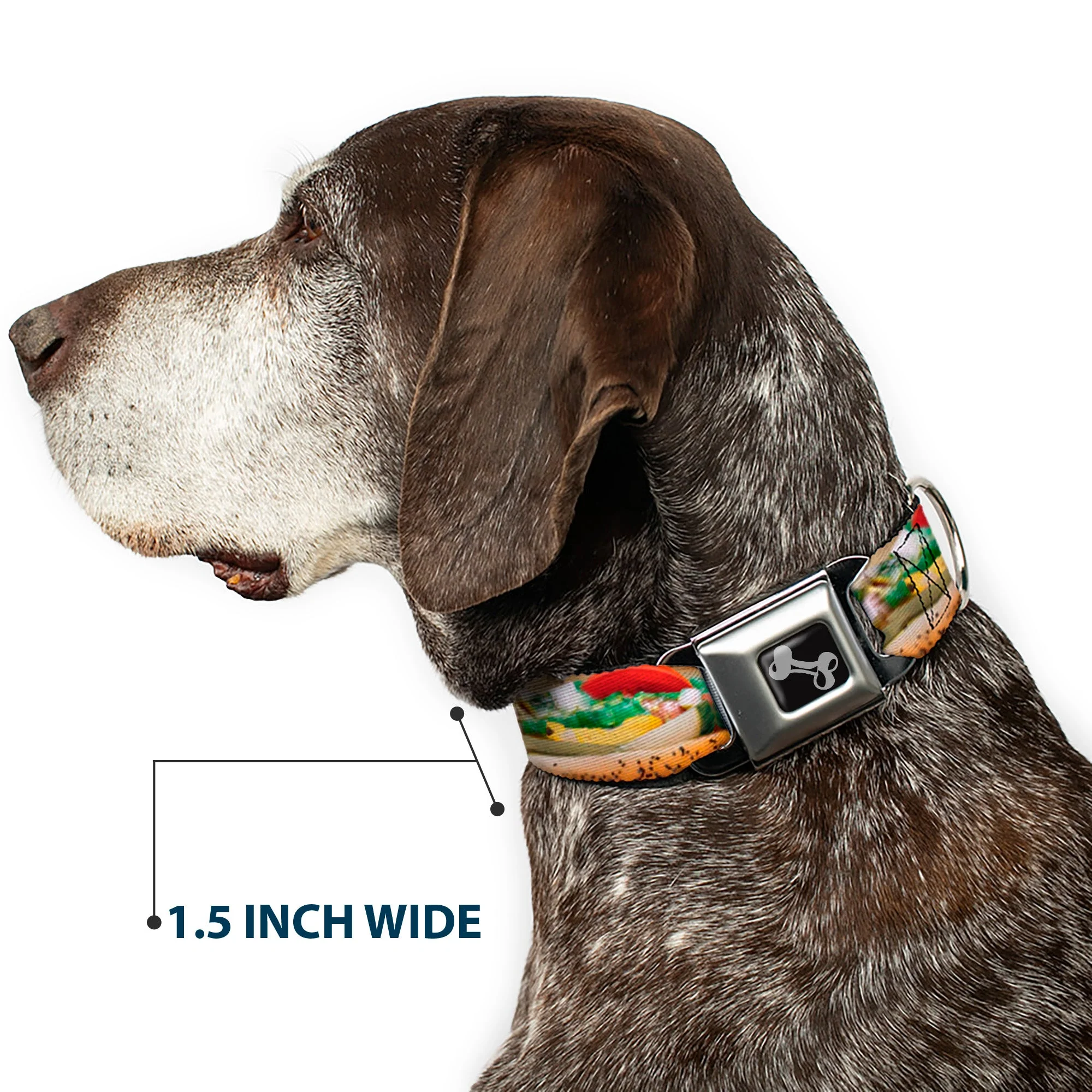 Dog Bone Seatbelt Buckle Collar - Chicago Style Hot Dog Vivid - Image 7