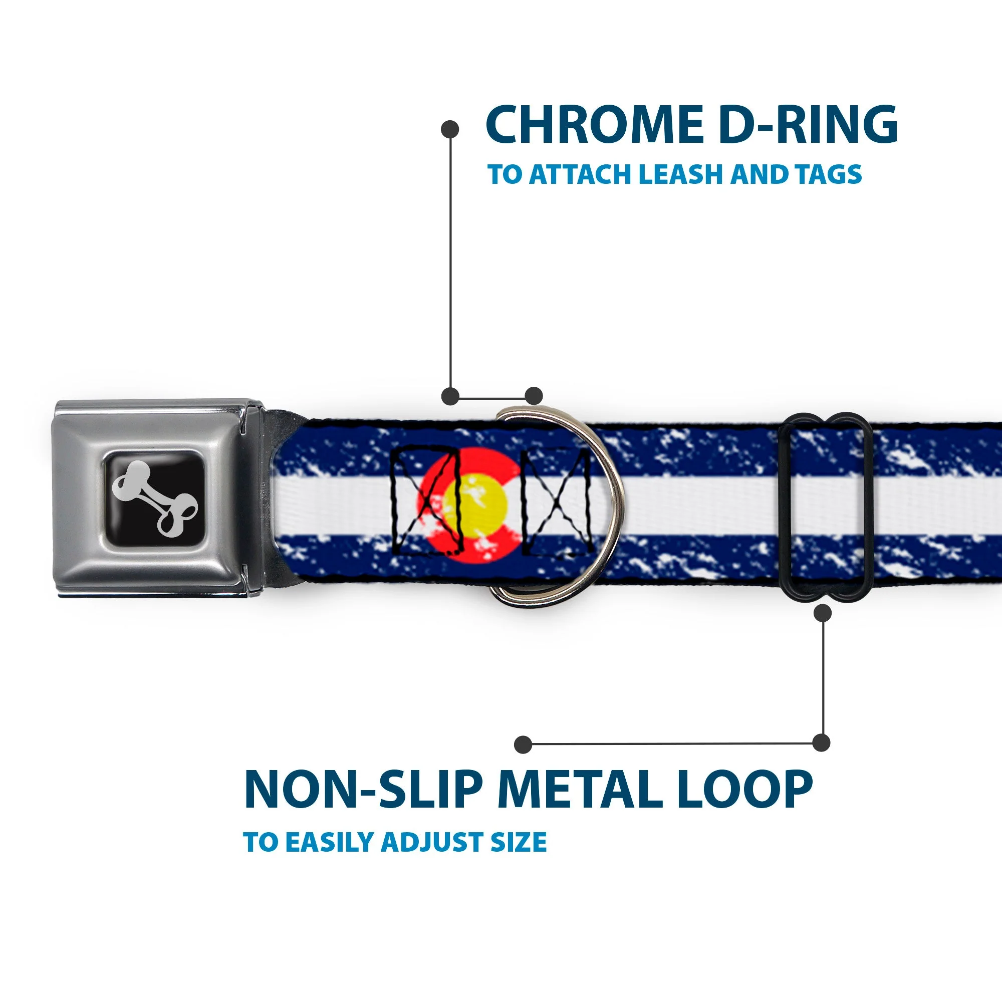 Dog Bone Seatbelt Buckle Collar - Colorado Flags4 Weathered - Image 5