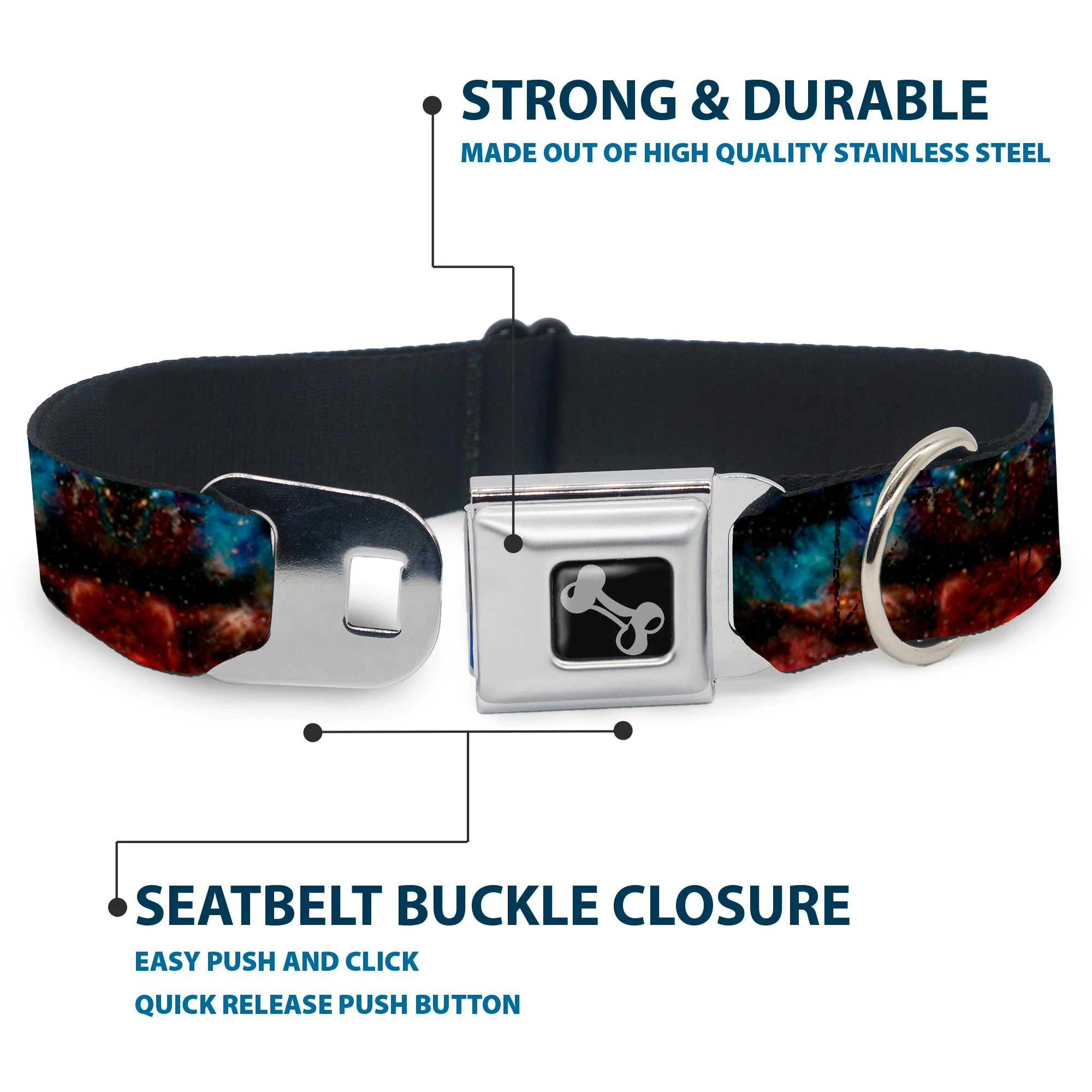 Dog Bone Seatbelt Buckle Collar - Cosmic Space - Image 4
