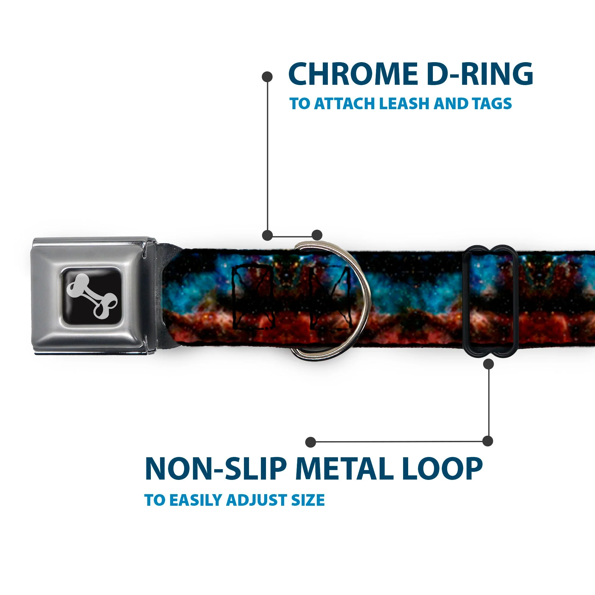 Dog Bone Seatbelt Buckle Collar - Cosmic Space - Image 5