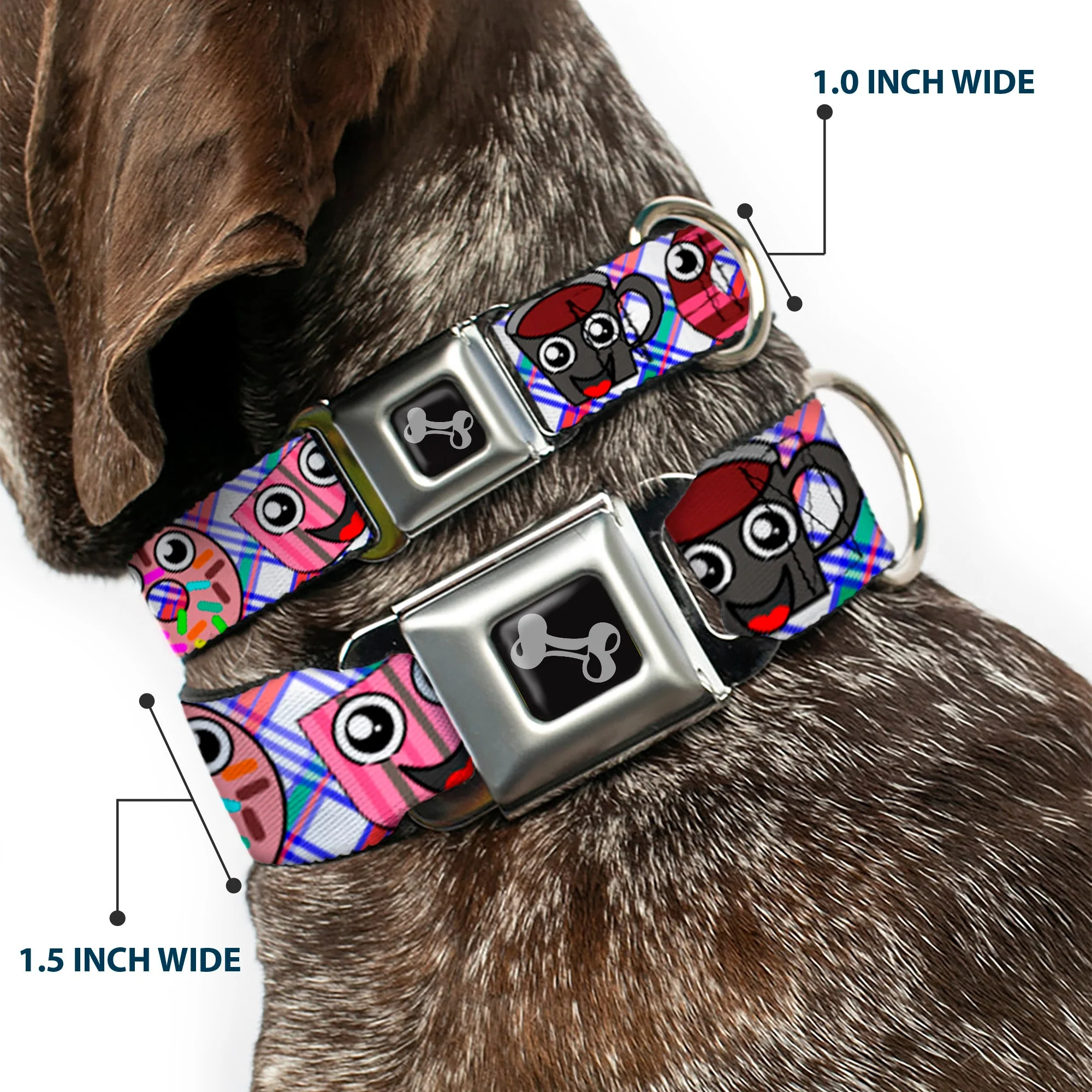 Dog Bone Seatbelt Buckle Collar - Donuts & Coffee Cartoon - Image 2