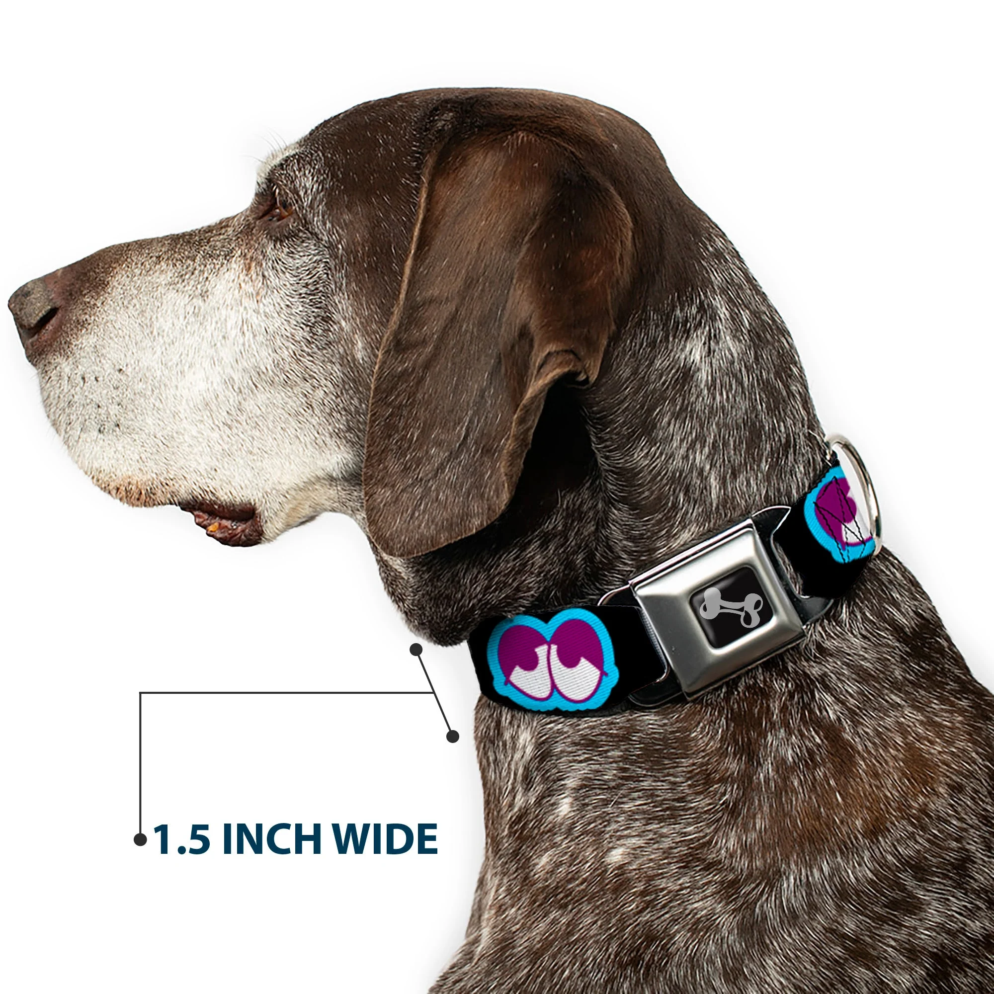 Dog Bone Seatbelt Buckle Collar - Dopey Eyes Black/Baby Blue/Purple - Image 7