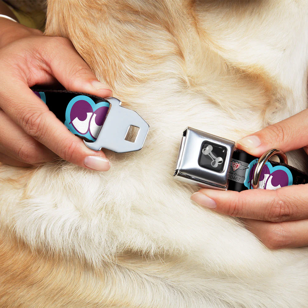 Dog Bone Seatbelt Buckle Collar - Dopey Eyes Black/Baby Blue/Purple - Image 8