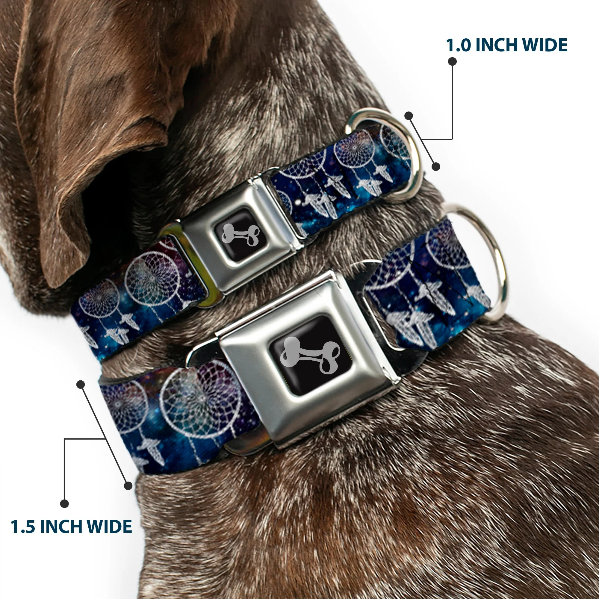 Dog Bone Seatbelt Buckle Collar - Dream Catcher Galaxy/White - Image 2