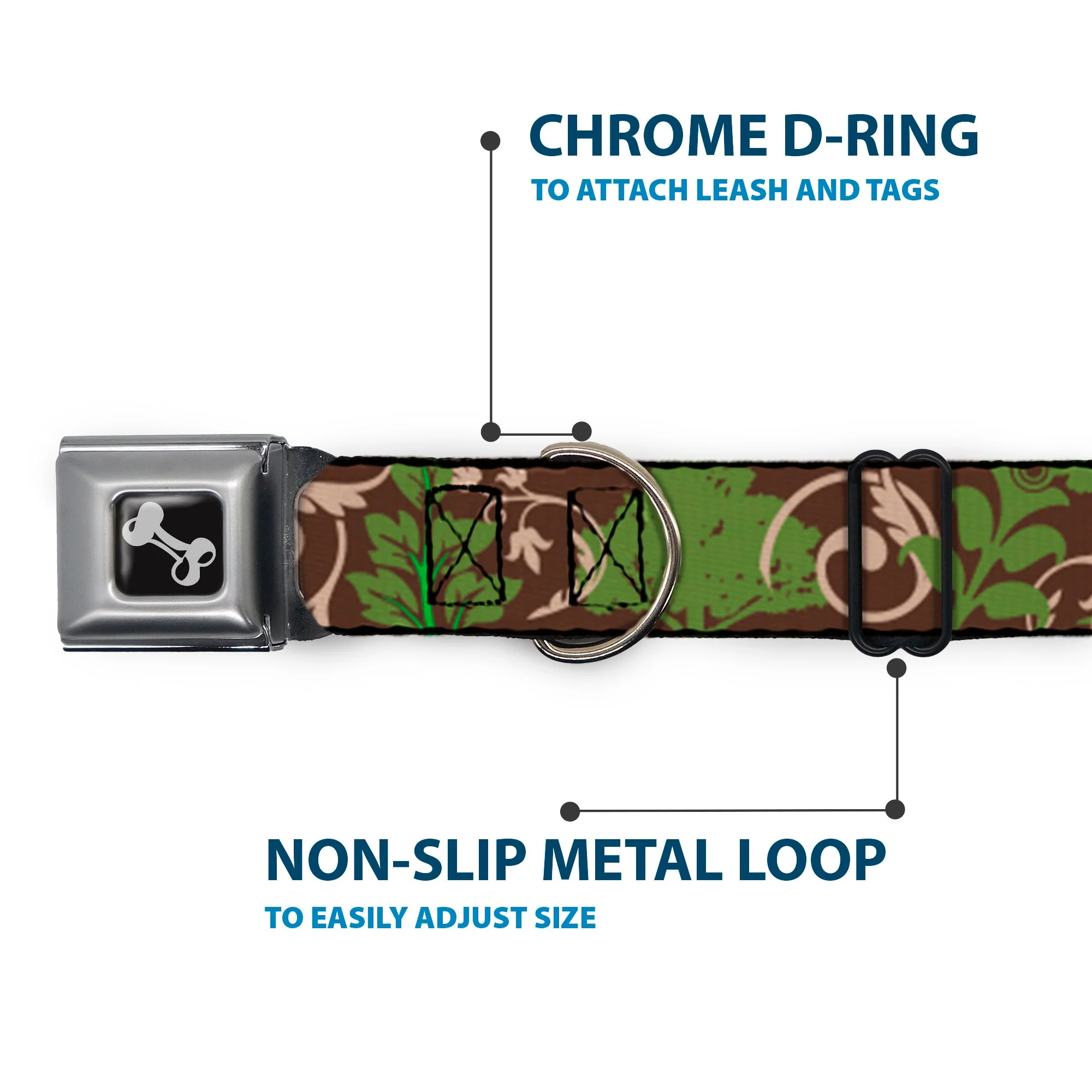 Dog Bone Seatbelt Buckle Collar - Earthy Brown/Green - Image 5