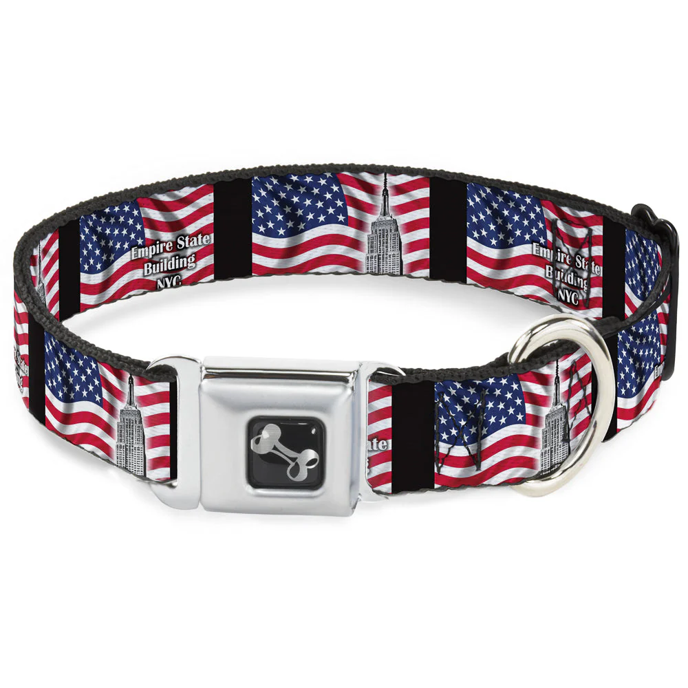 Dog Bone Seatbelt Buckle Collar - Empire State Building NYC