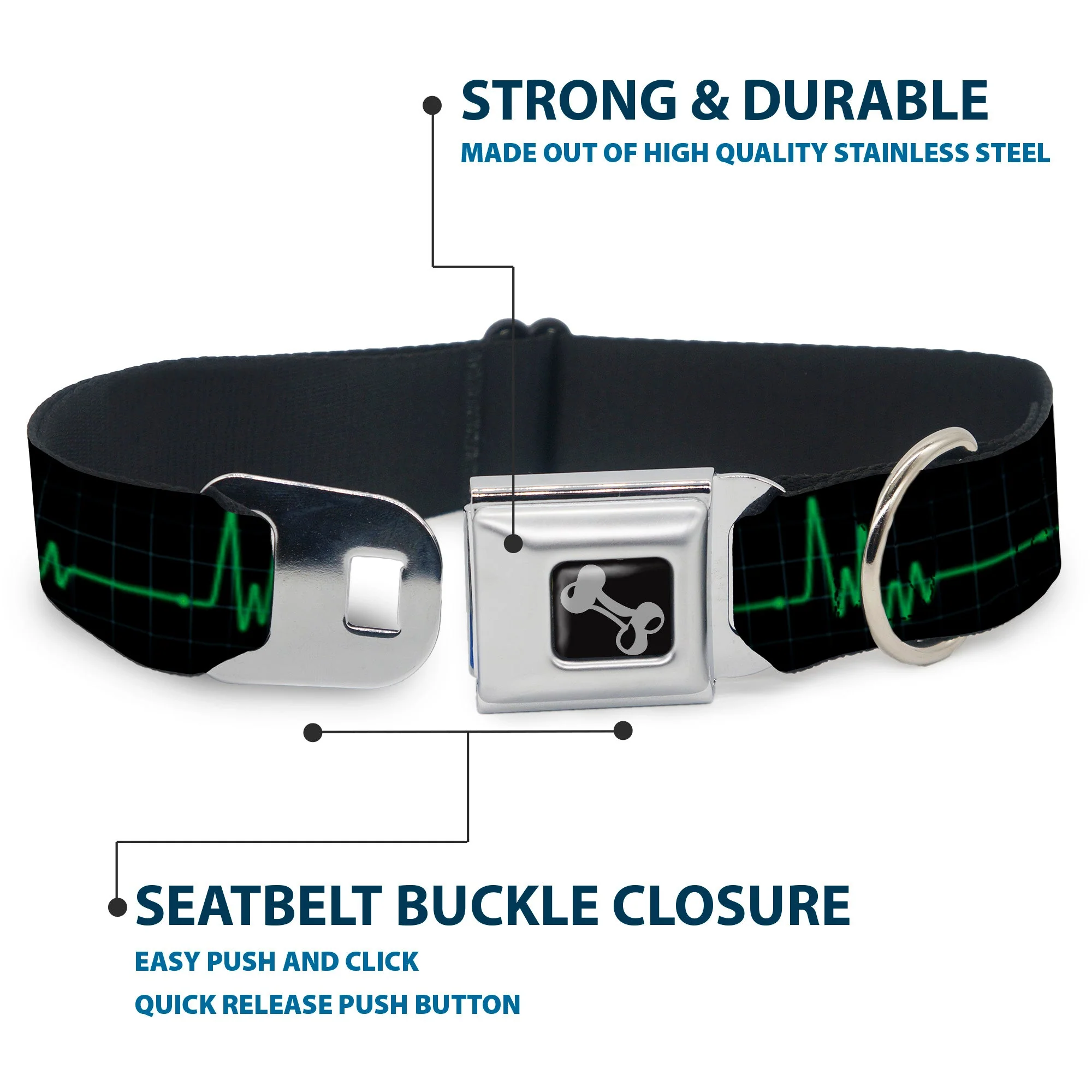 Dog Bone Seatbelt Buckle Collar - Flatline - Image 4