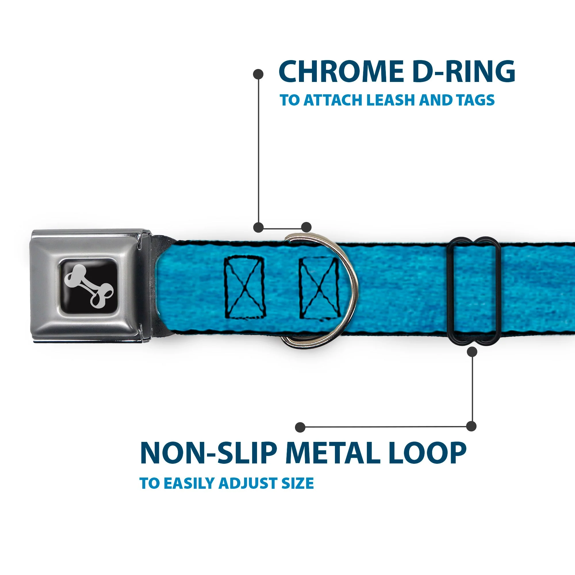 Dog Bone Seatbelt Buckle Collar - Heather Blue - Image 5