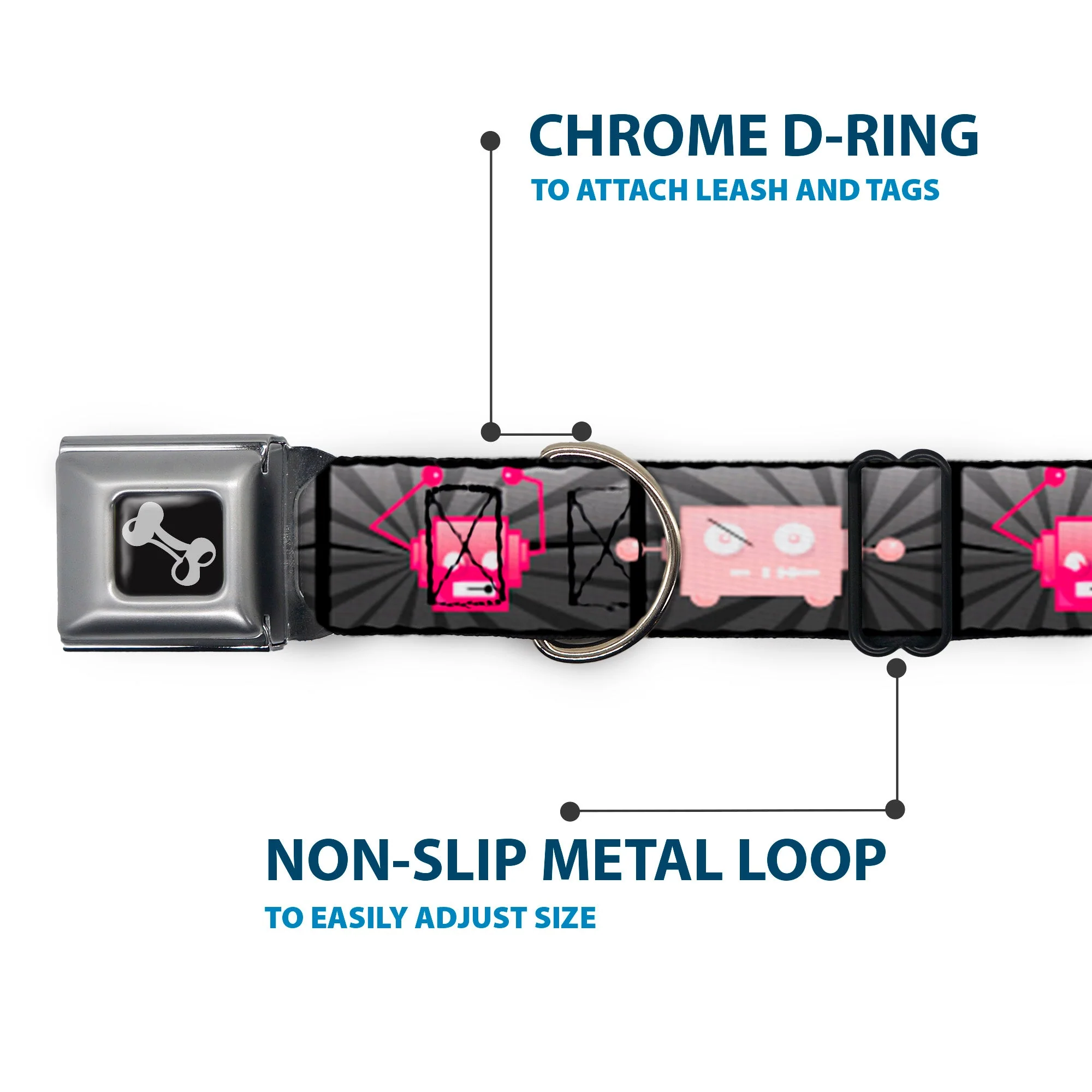 Dog Bone Seatbelt Buckle Collar - Hot Beat Bot Pink - Image 5
