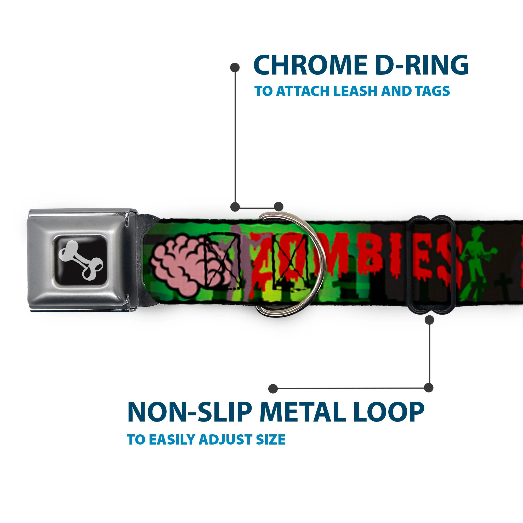 Dog Bone Seatbelt Buckle Collar - I "Brain" ZOMBIES - Image 5