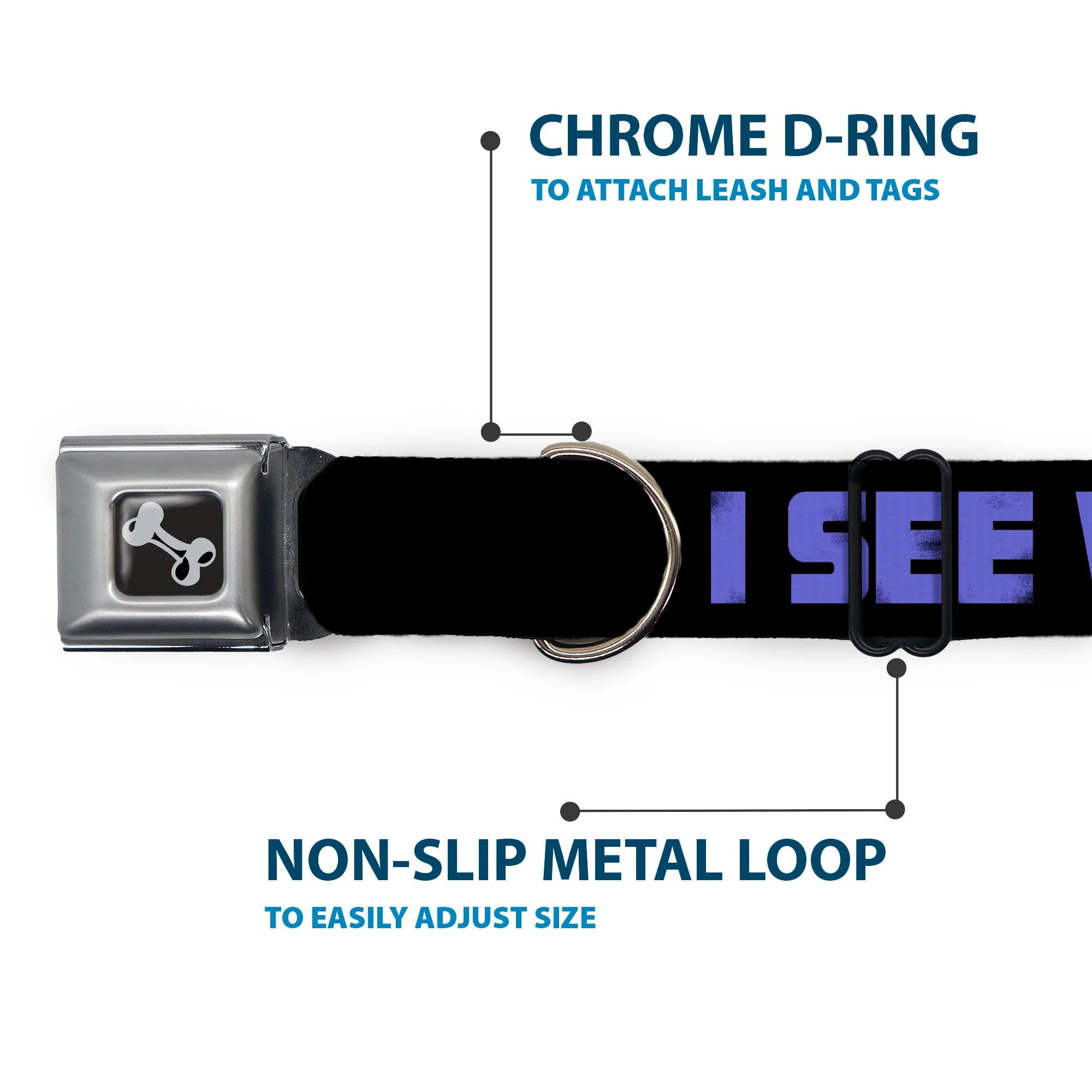 Dog Bone Seatbelt Buckle Collar - I SEE WHAT YOU DID THERE Weathered Black/Purple - Image 5