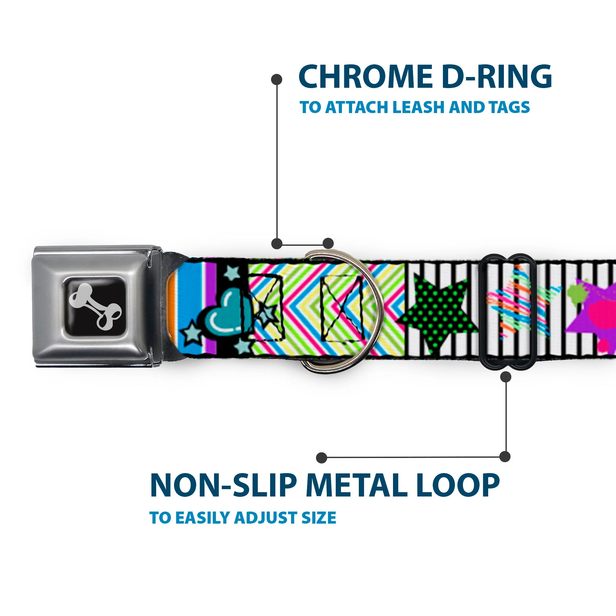 Dog Bone Seatbelt Buckle Collar - Icons & Patterns 2 - Image 5
