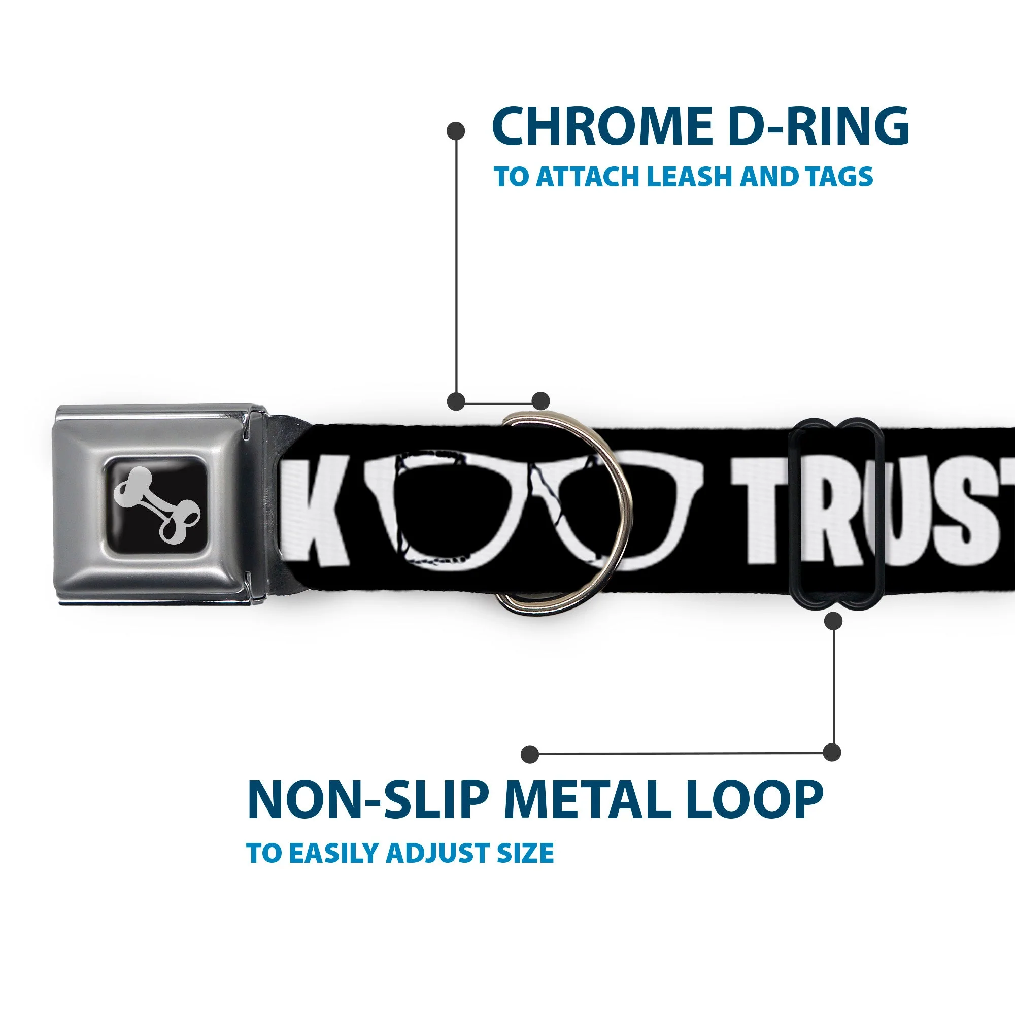 Dog Bone Seatbelt Buckle Collar - I'M A GEEK/Glasses Black/White - Image 5