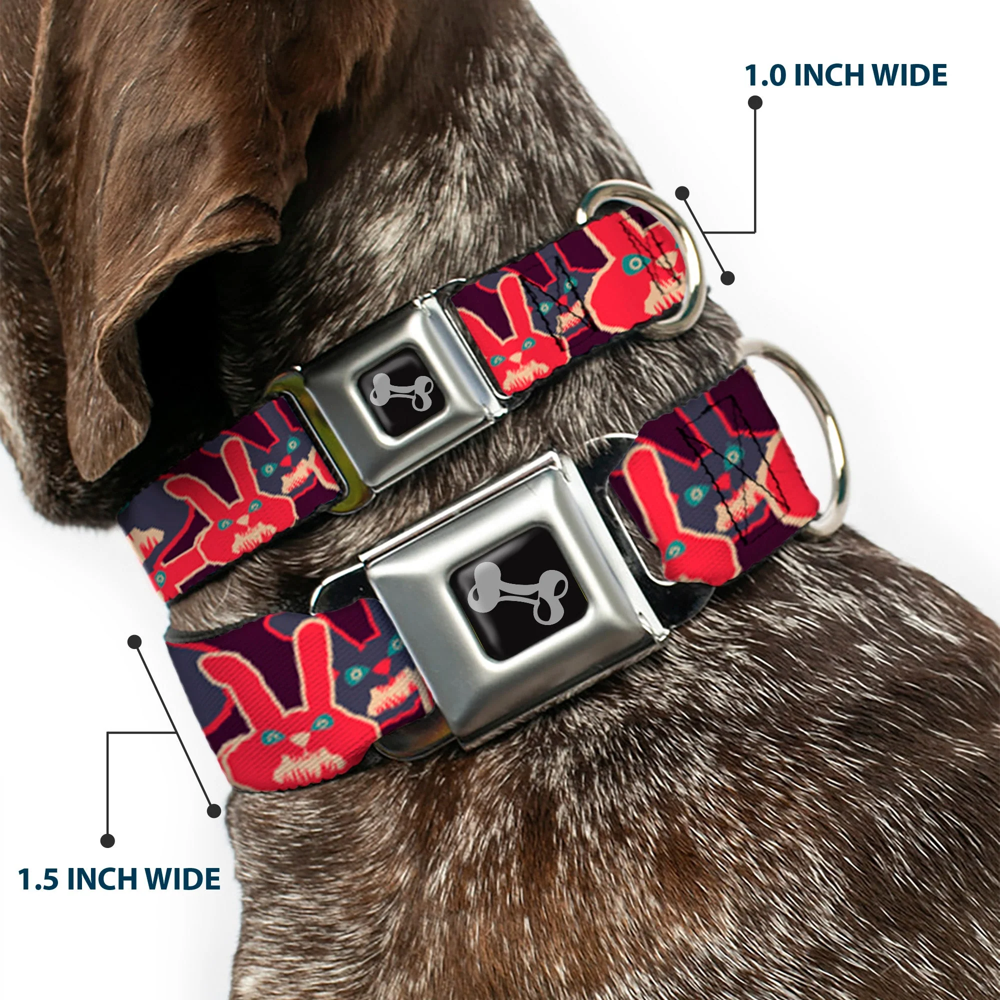 Dog Bone Seatbelt Buckle Collar - Kaleidoscope Balls White/Black - Image 2