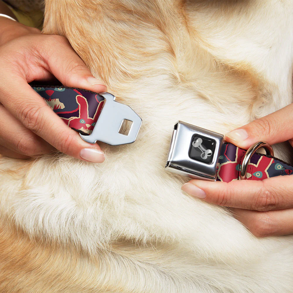Dog Bone Seatbelt Buckle Collar - Kaleidoscope Balls White/Black - Image 8