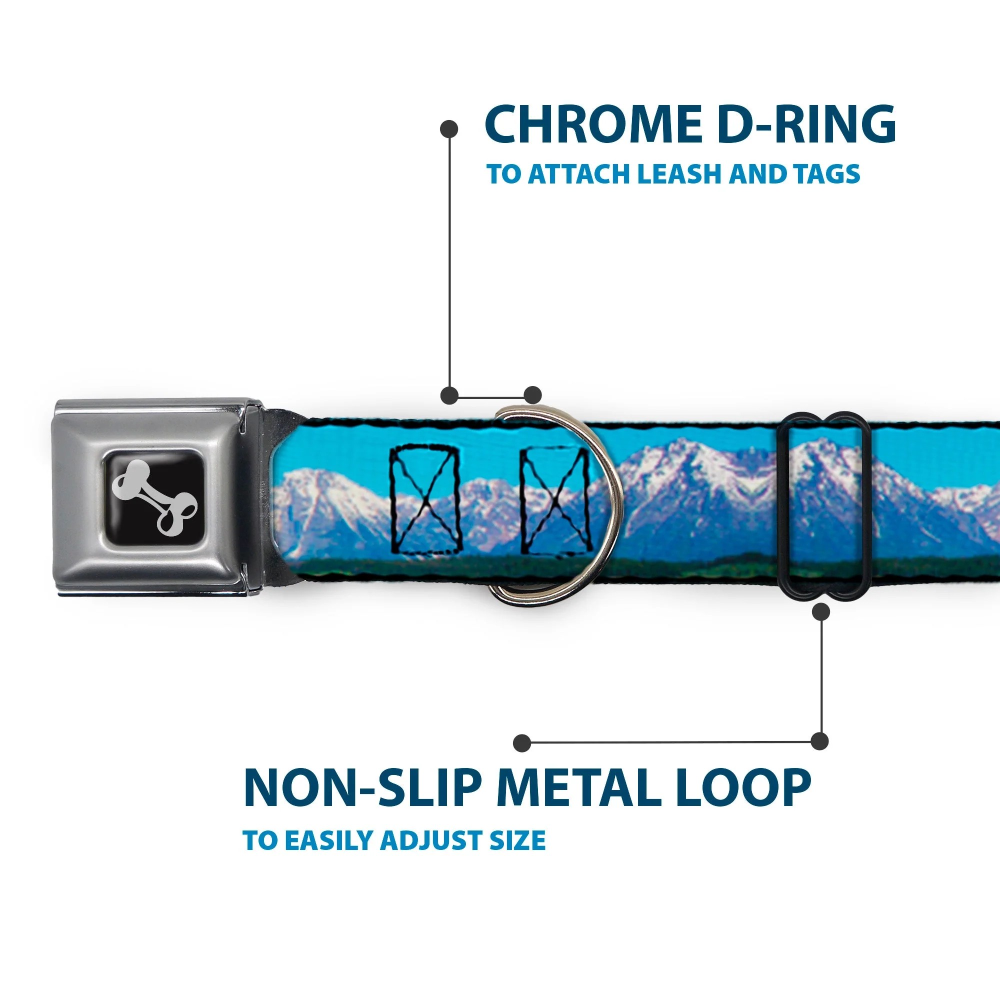 Dog Bone Seatbelt Buckle Collar - Landscape Snowy Mountains - Image 5