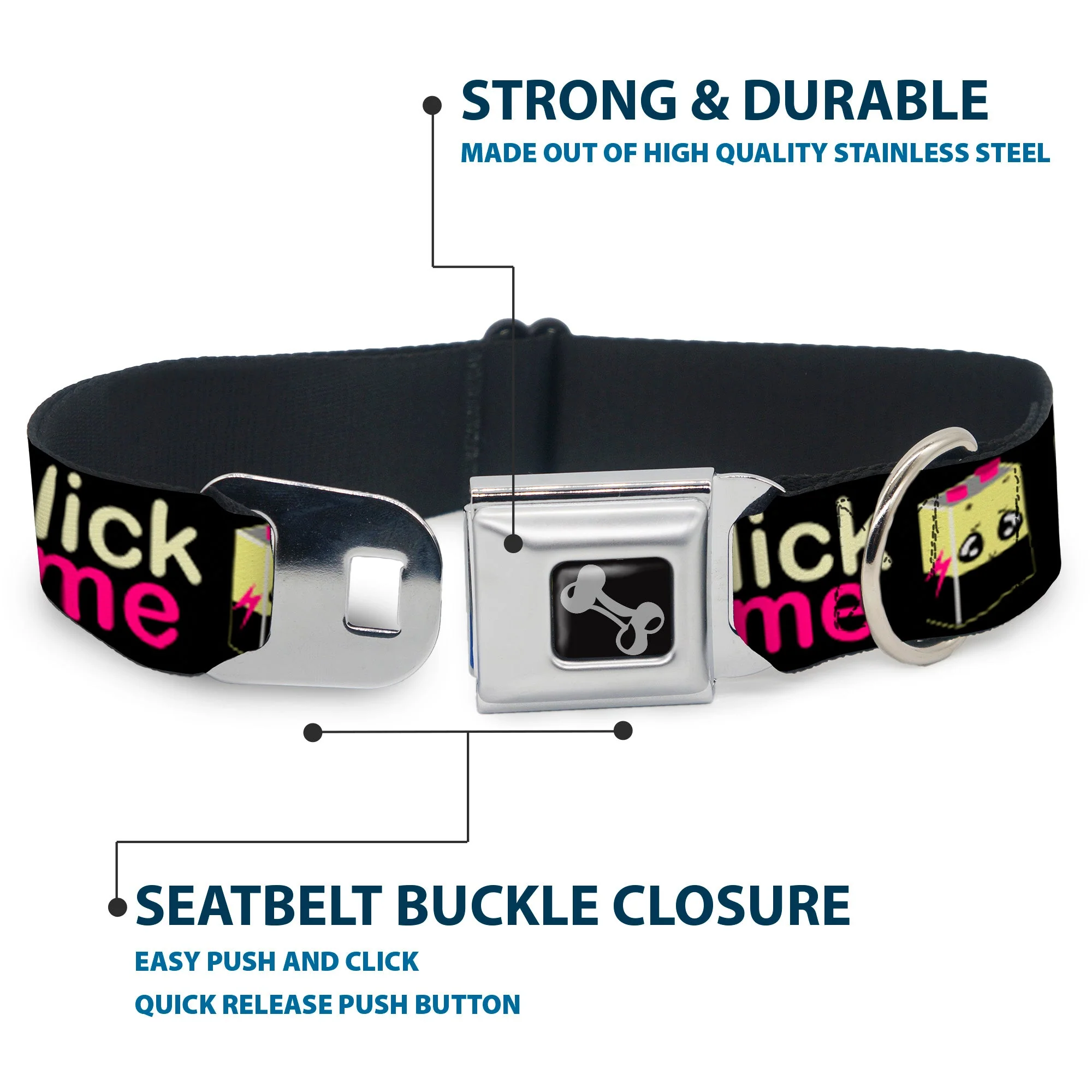 Dog Bone Seatbelt Buckle Collar - LICK ME Battery Cartoon - Image 4