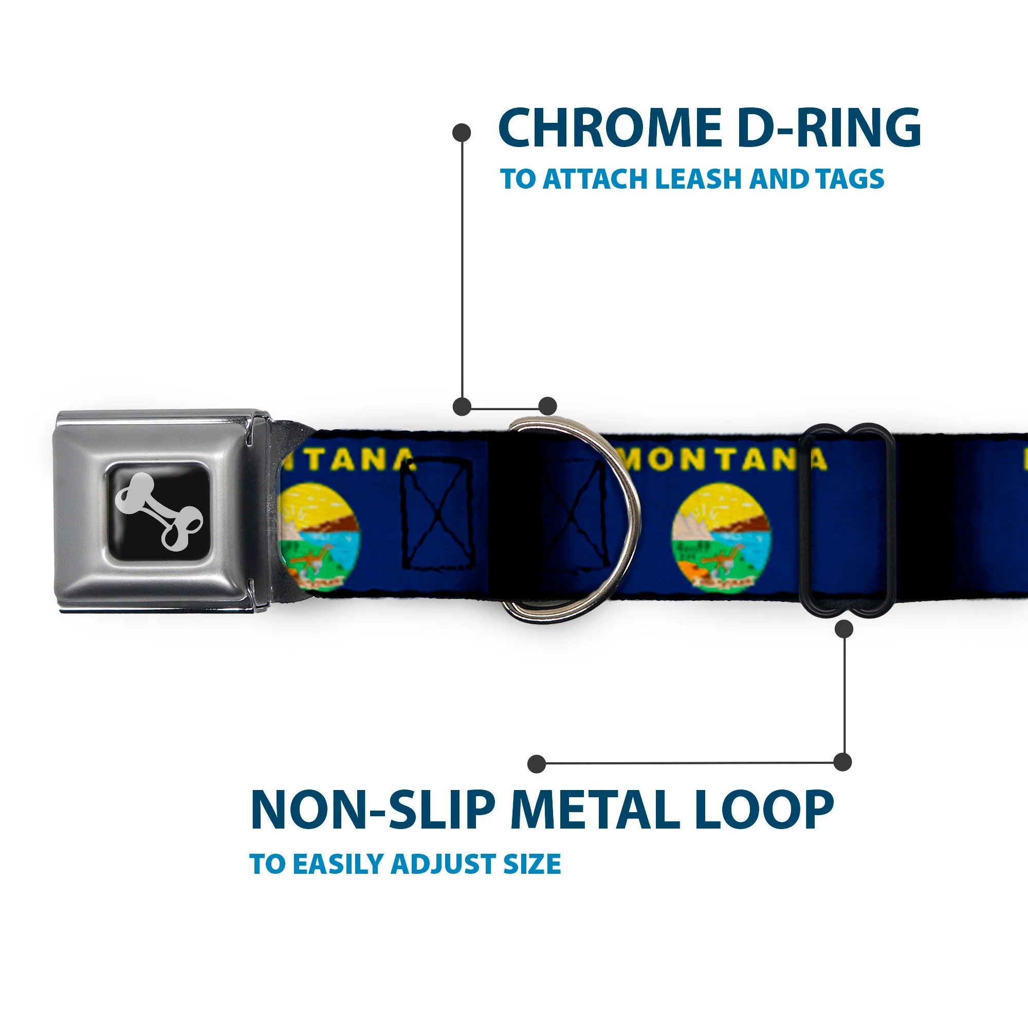 Dog Bone Seatbelt Buckle Collar - Montana Flags2 - Image 5