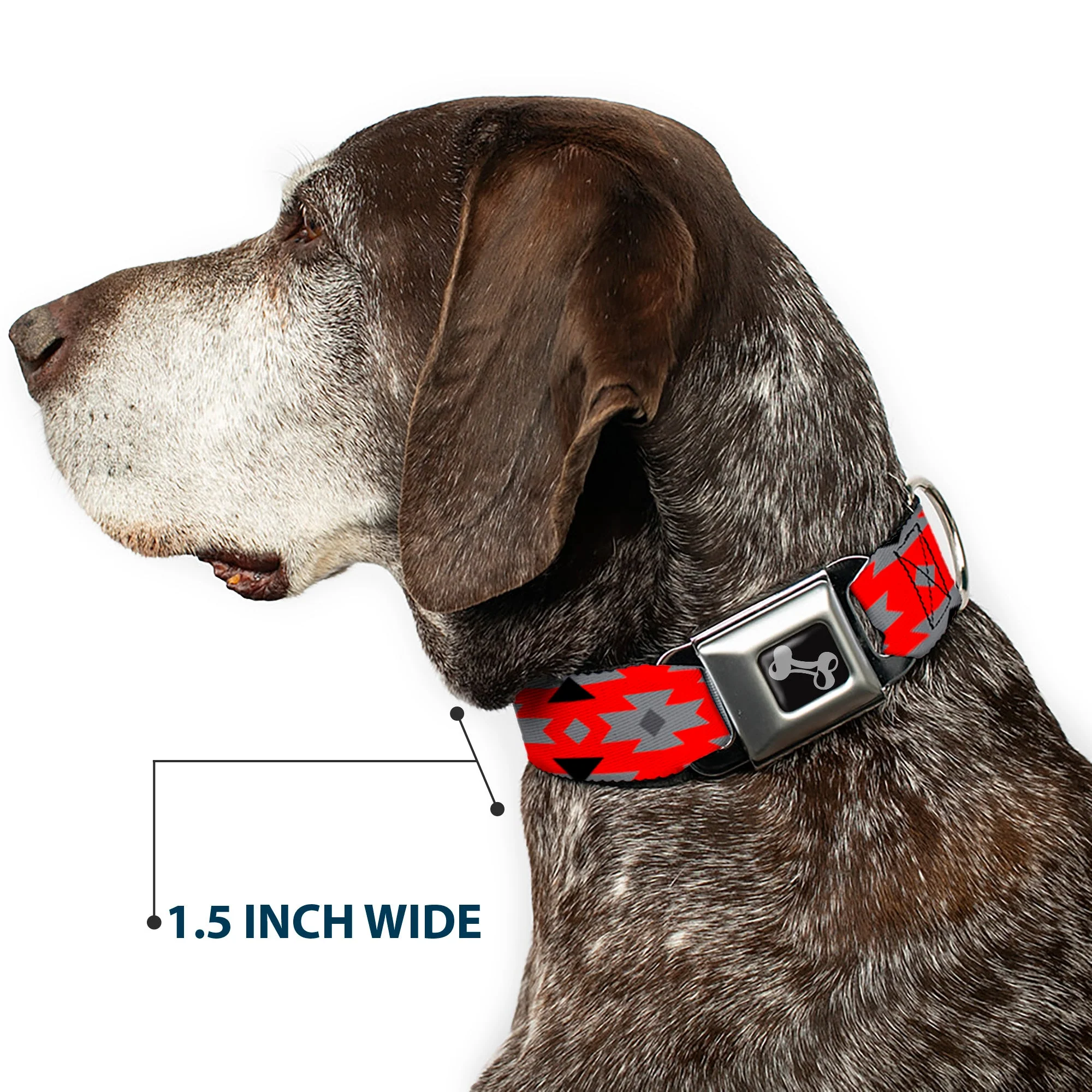 Dog Bone Seatbelt Buckle Collar - Navajo Gray/Red/Gray/Black - Image 7