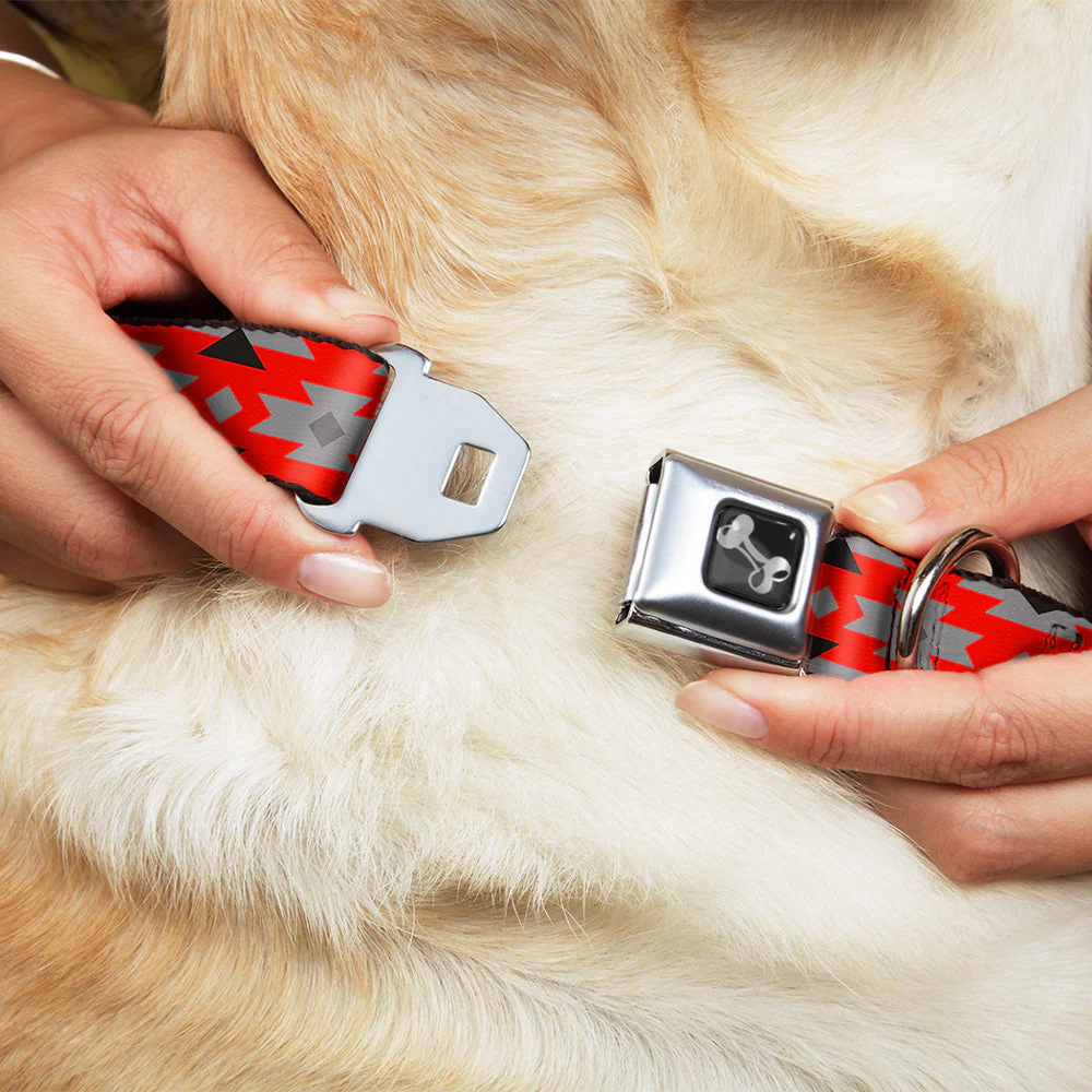 Dog Bone Seatbelt Buckle Collar - Navajo Gray/Red/Gray/Black - Image 8