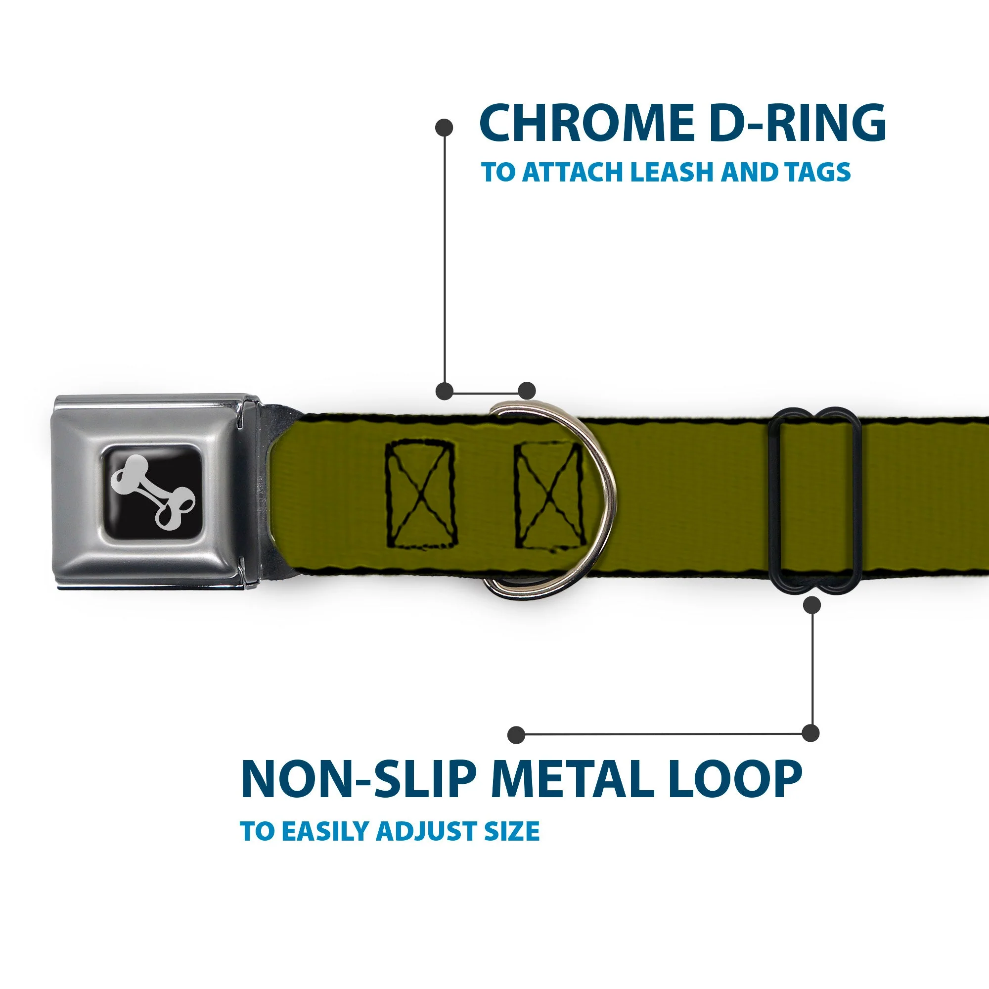 Dog Bone Seatbelt Buckle Collar - Olive - Image 5