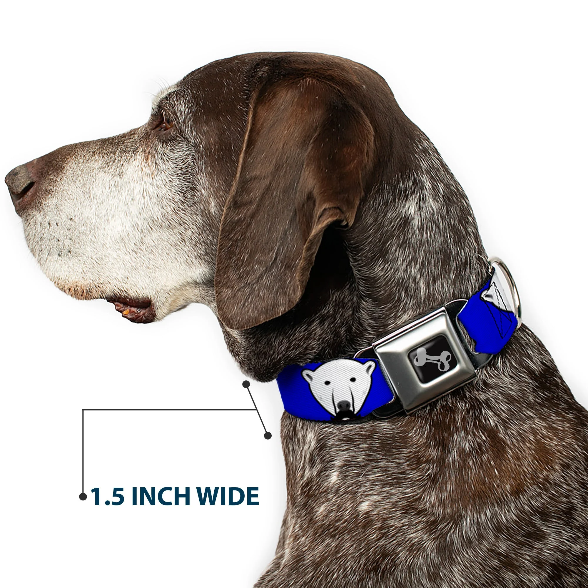 Dog Bone Seatbelt Buckle Collar - Polar Bear w/Mustache Royal - Image 7