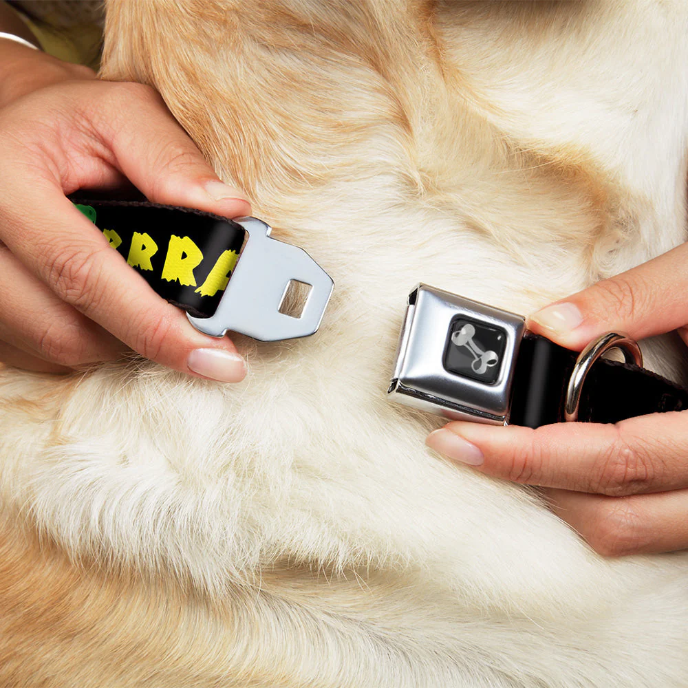 Dog Bone Seatbelt Buckle Collar - RRRAWR Dinosaur Black/Green/Yellow - Image 8