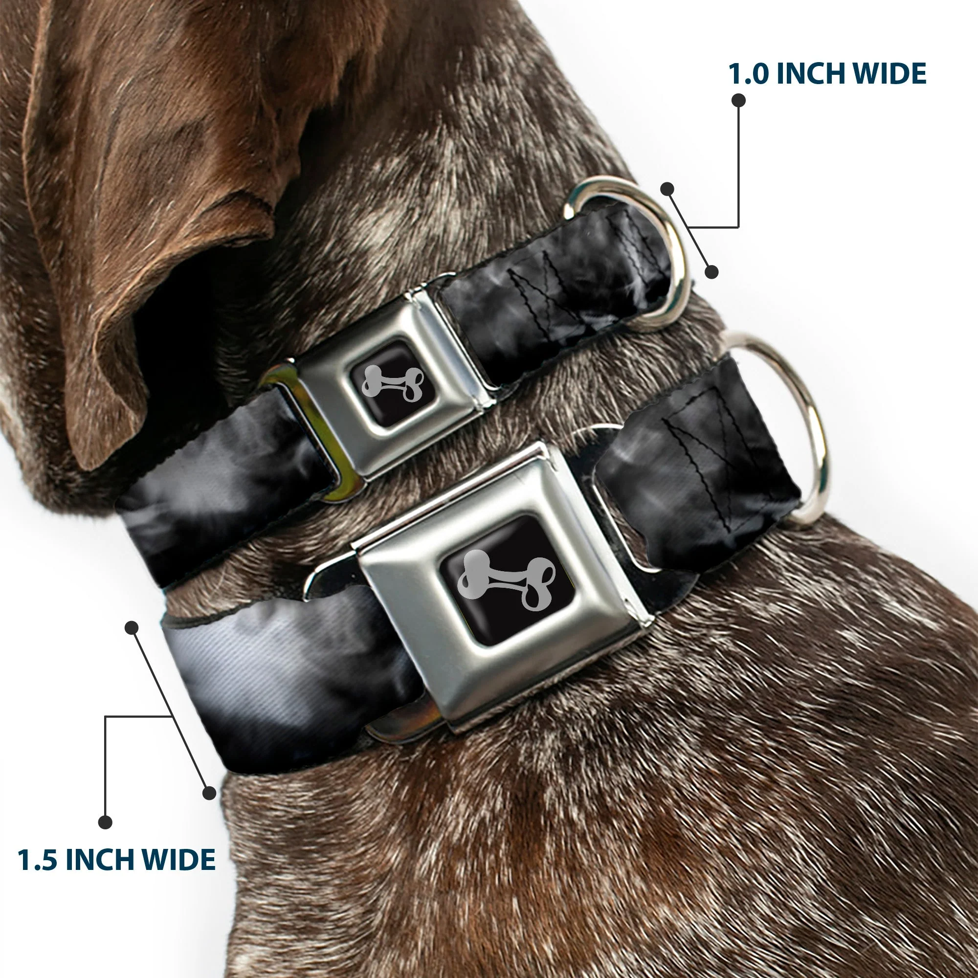 Dog Bone Seatbelt Buckle Collar - Smoke Black/Grays - Image 2