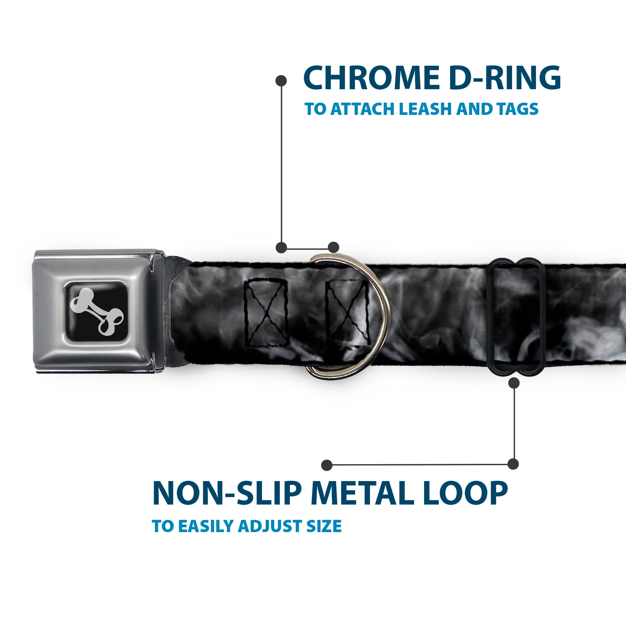 Dog Bone Seatbelt Buckle Collar - Smoke Black/Grays - Image 5