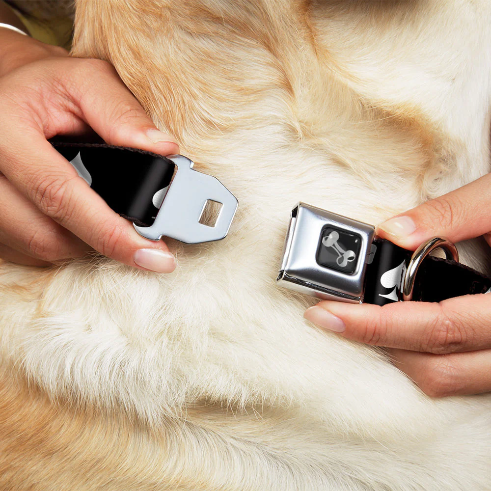 Dog Bone Seatbelt Buckle Collar - Spade Black/White - Image 8