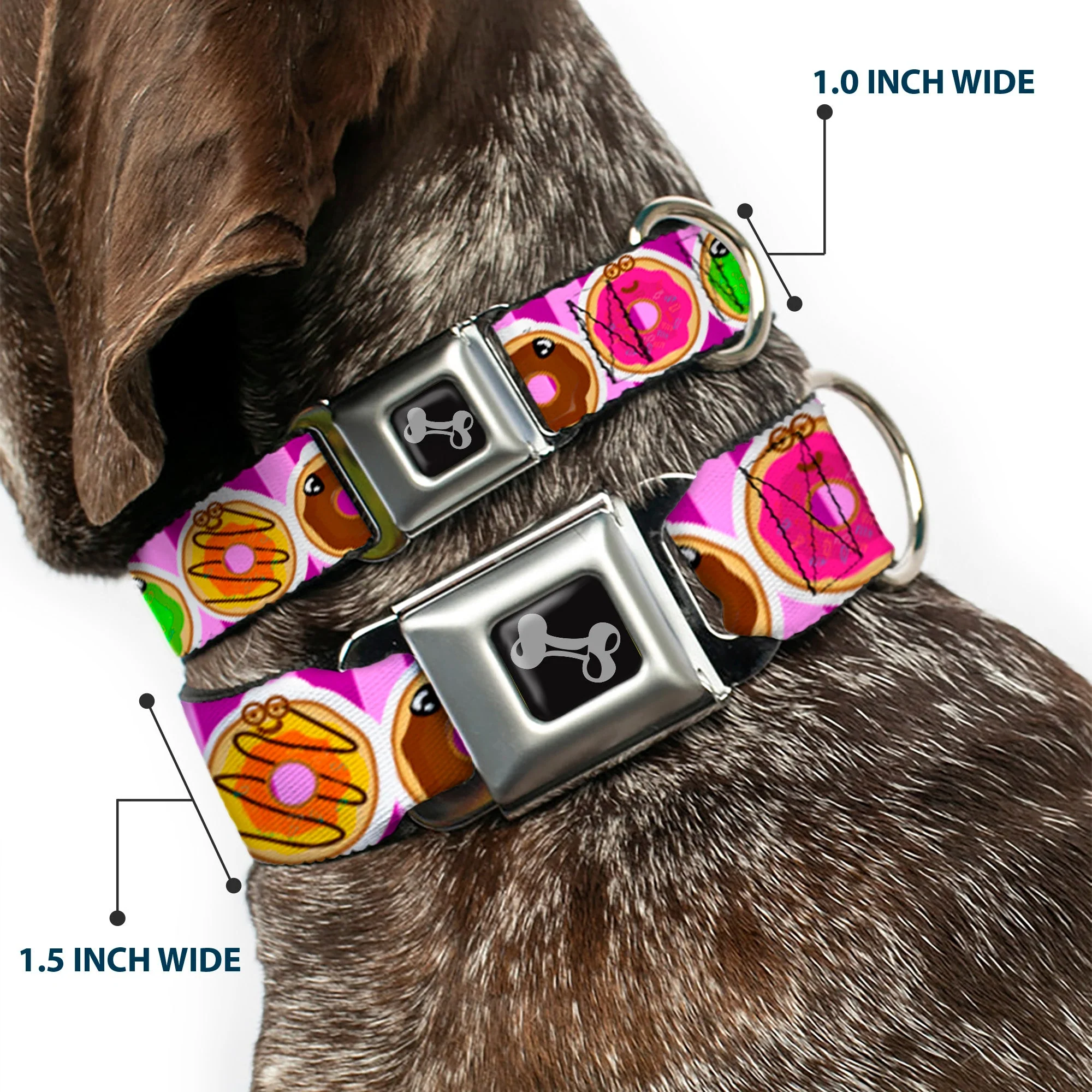 Dog Bone Seatbelt Buckle Collar - Sprinkle Donut Expressions Pink - Image 2