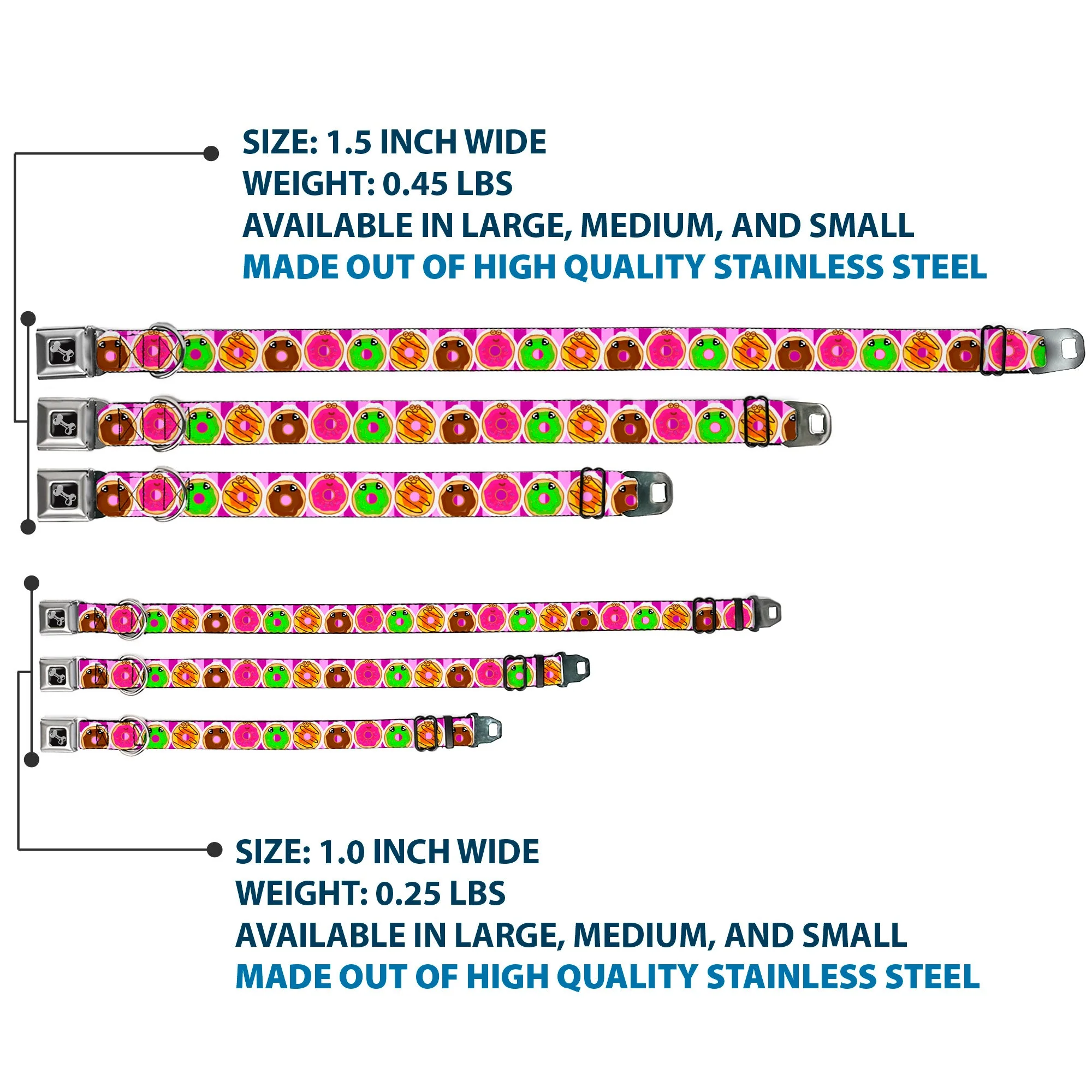 Dog Bone Seatbelt Buckle Collar - Sprinkle Donut Expressions Pink - Image 3