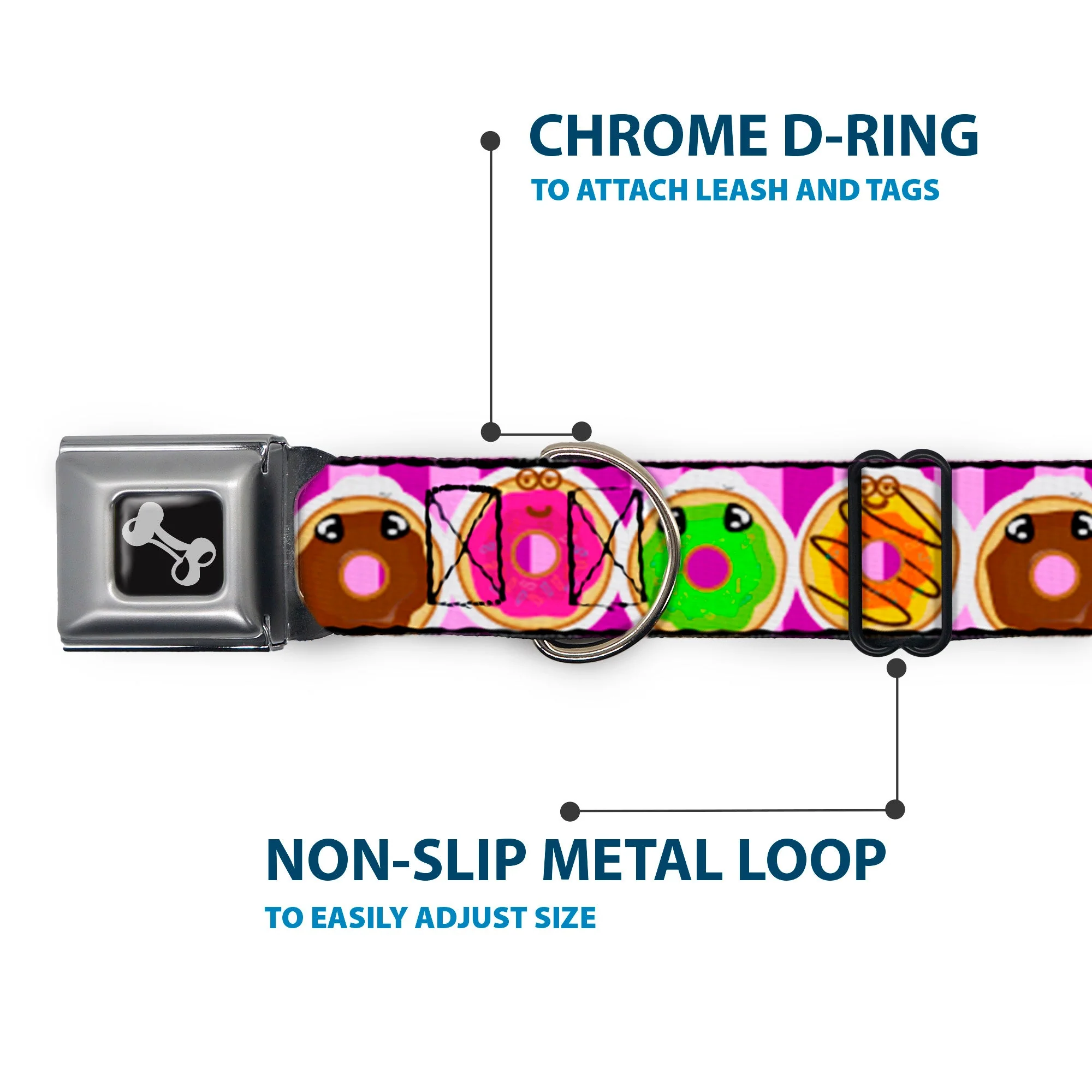 Dog Bone Seatbelt Buckle Collar - Sprinkle Donut Expressions Pink - Image 5