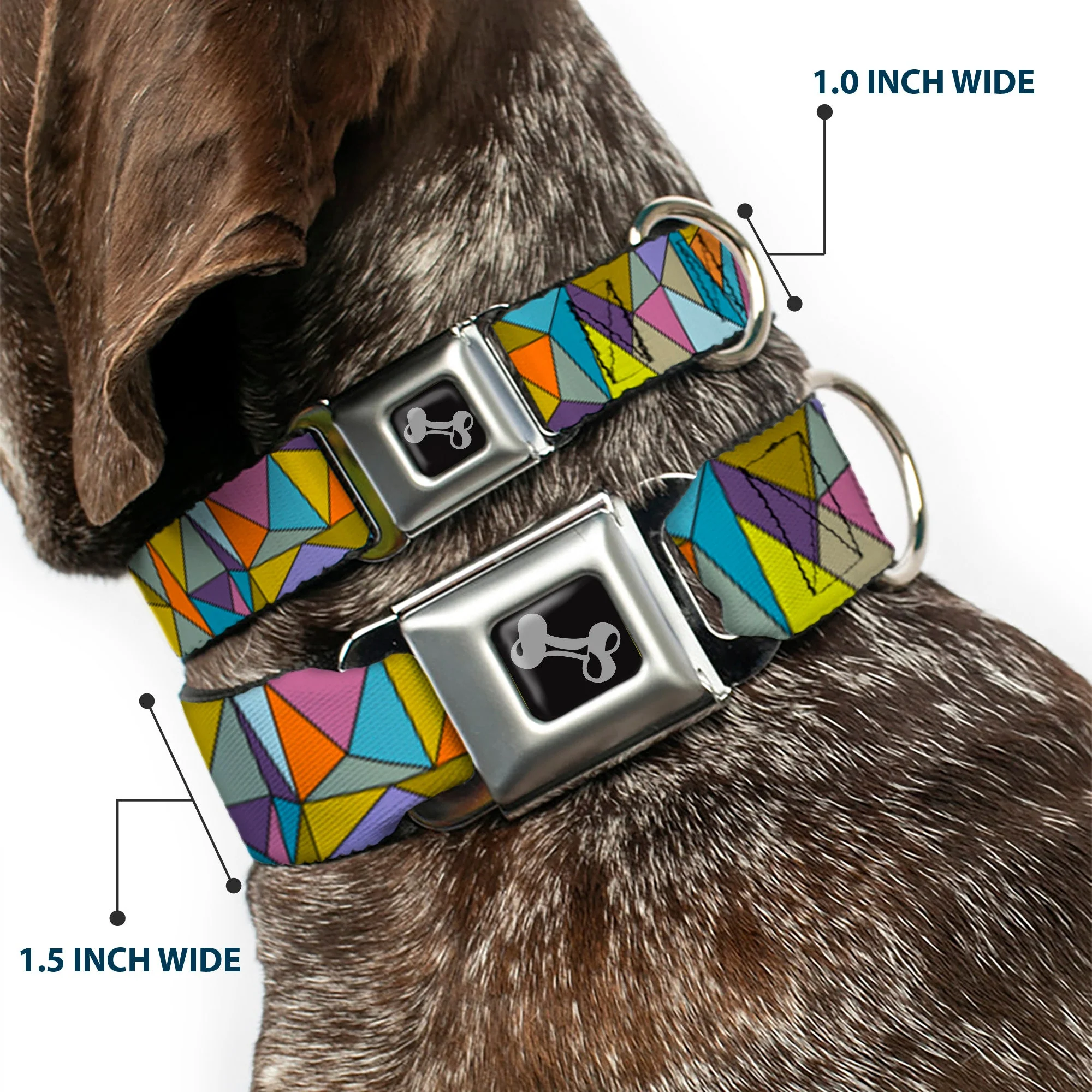 Dog Bone Seatbelt Buckle Collar - Stained Glass Mosaic Multi Color - Image 2
