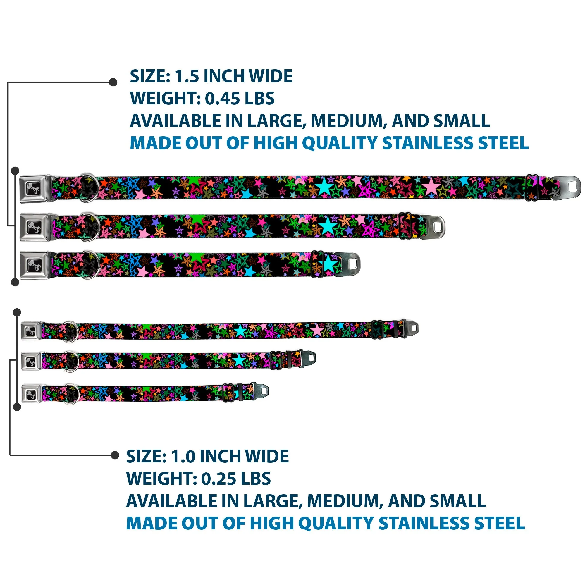 Dog Bone Seatbelt Buckle Collar - Stargazer Black/Multi Color - Image 3