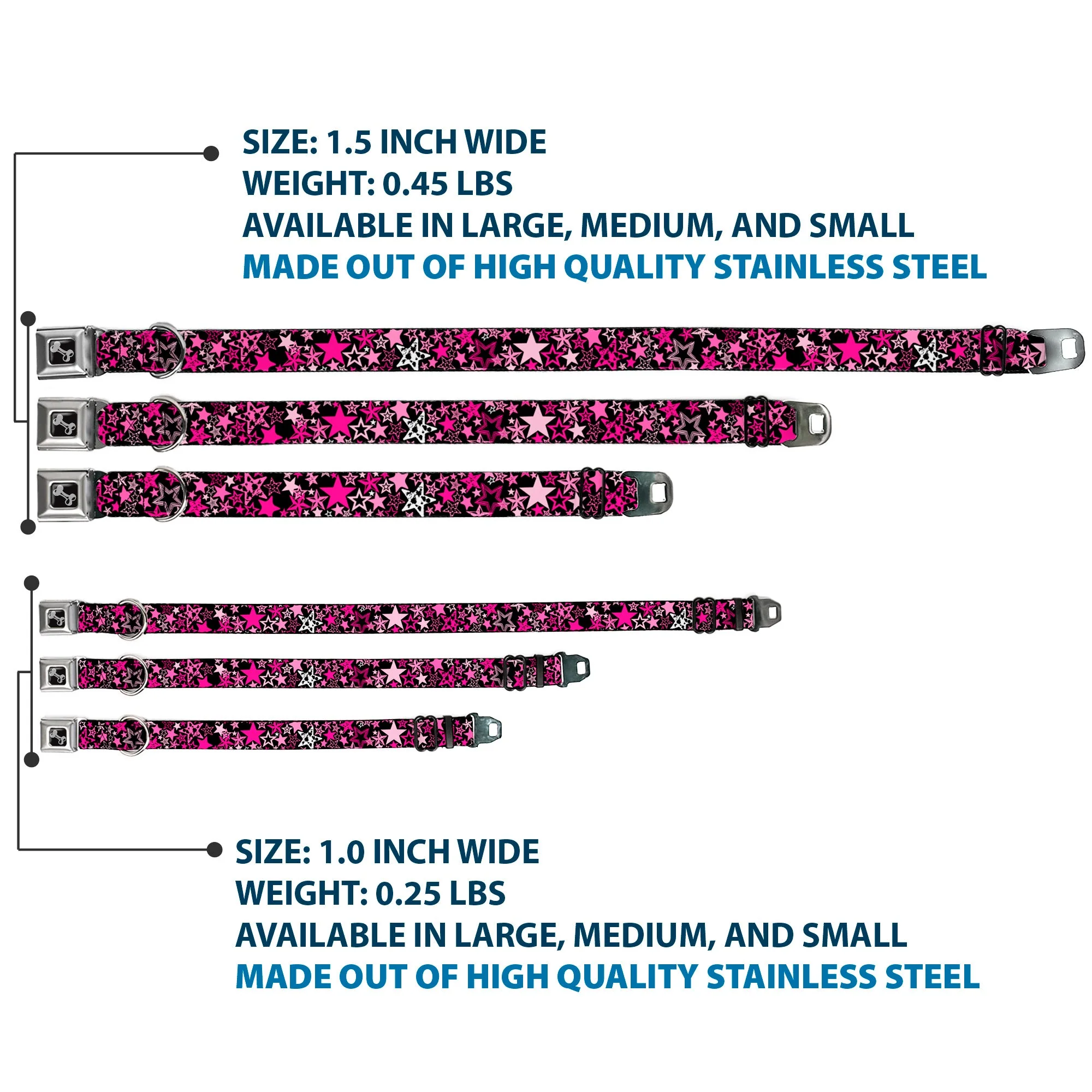 Dog Bone Seatbelt Buckle Collar - Stargazer Black/Pink - Image 3