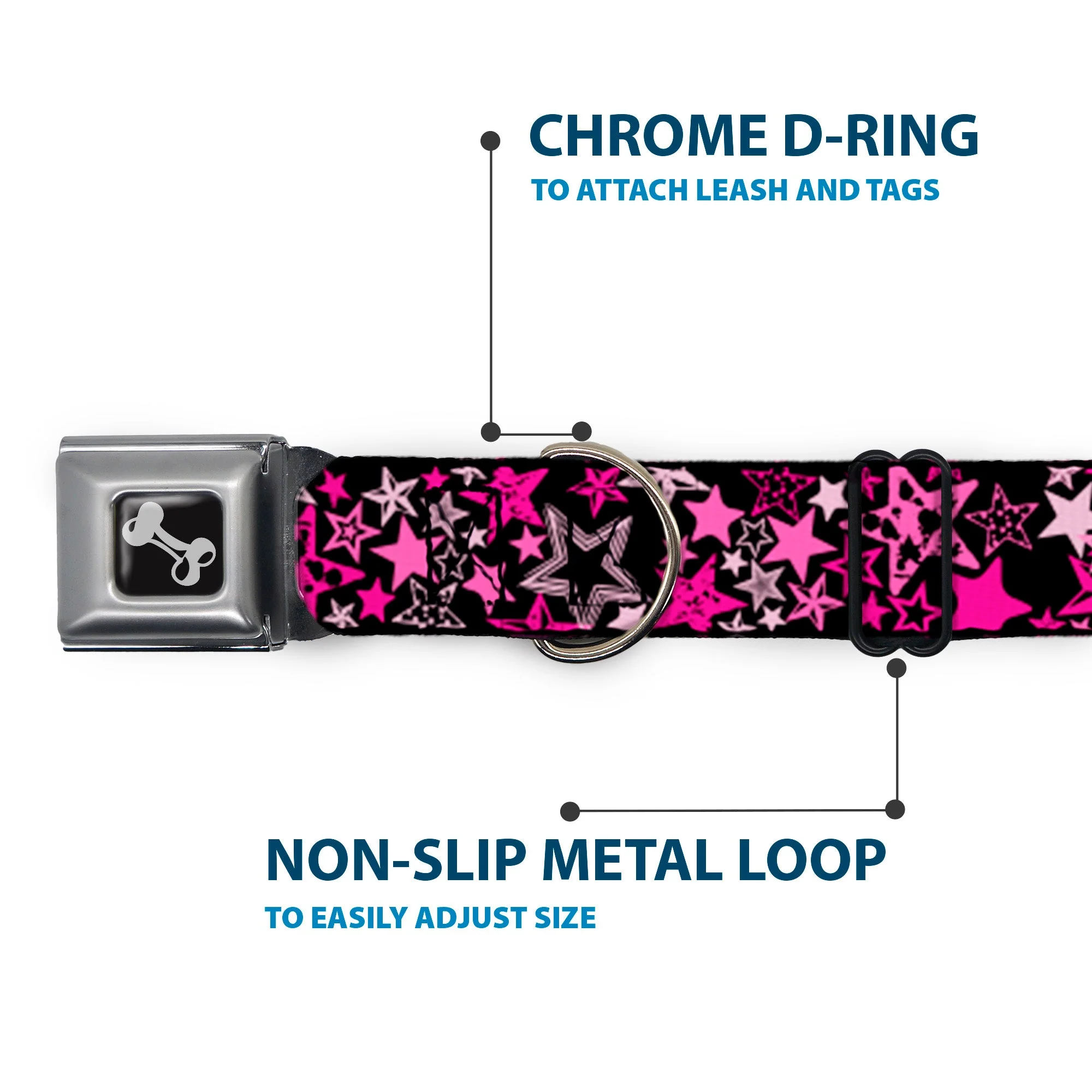 Dog Bone Seatbelt Buckle Collar - Stargazer Black/Pink - Image 5