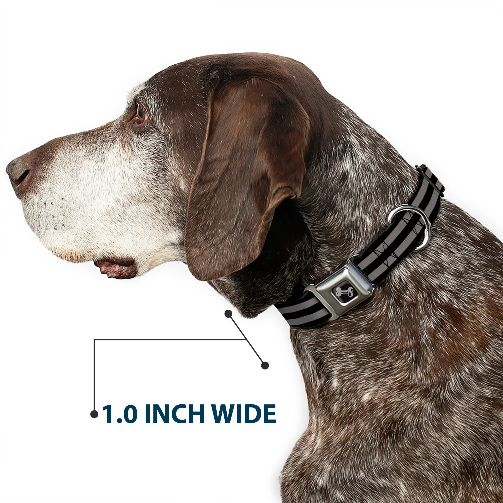 Dog Bone Seatbelt Buckle Collar - Stripes 3Black/2Gray - Image 6