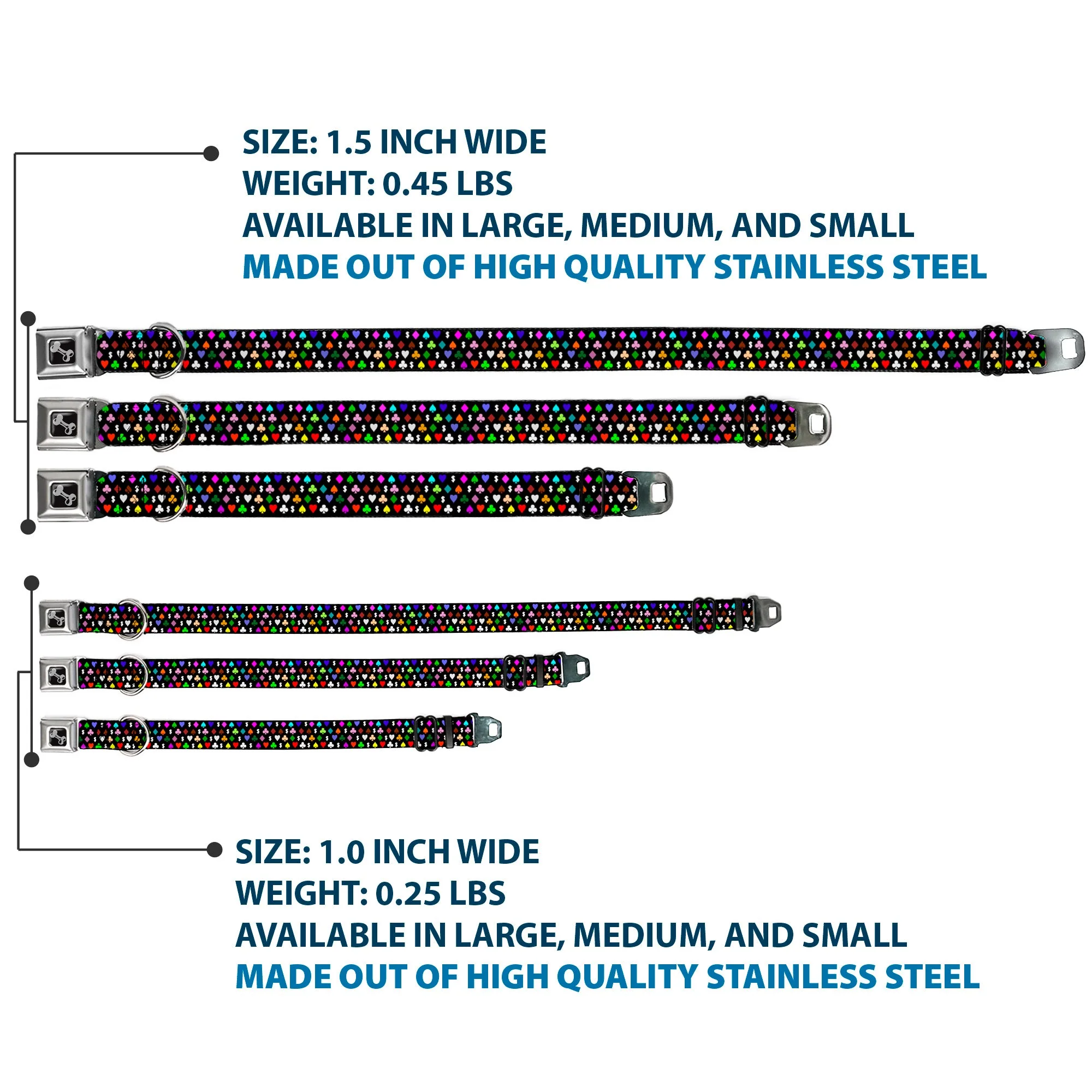 Dog Bone Seatbelt Buckle Collar - Suits $$$ Black/Multi Color - Image 3