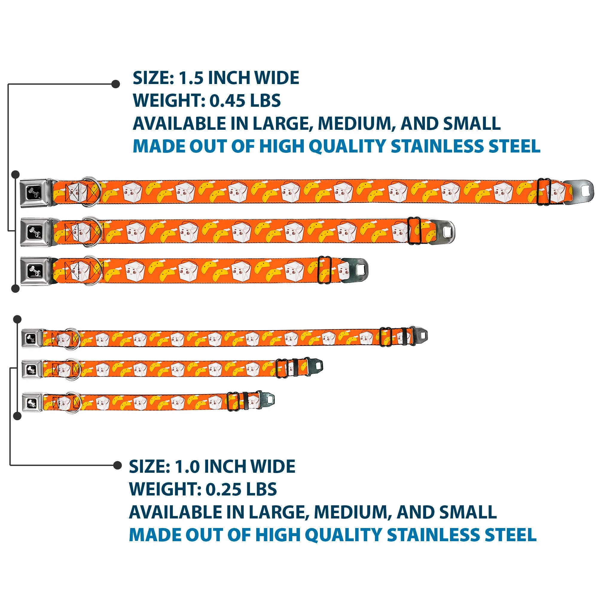 Dog Bone Seatbelt Buckle Collar - Take Out/Fortune Cookies Orange - Image 3