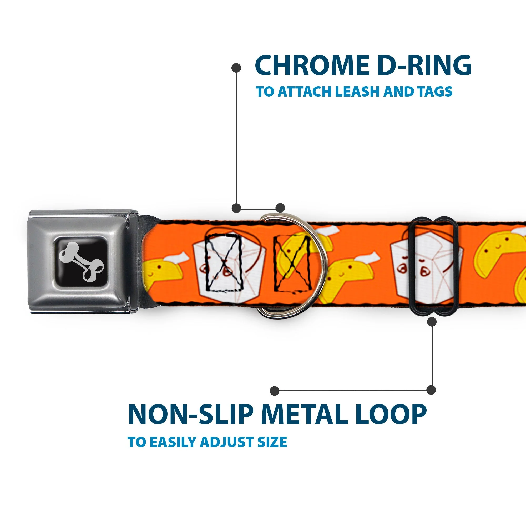 Dog Bone Seatbelt Buckle Collar - Take Out/Fortune Cookies Orange - Image 5